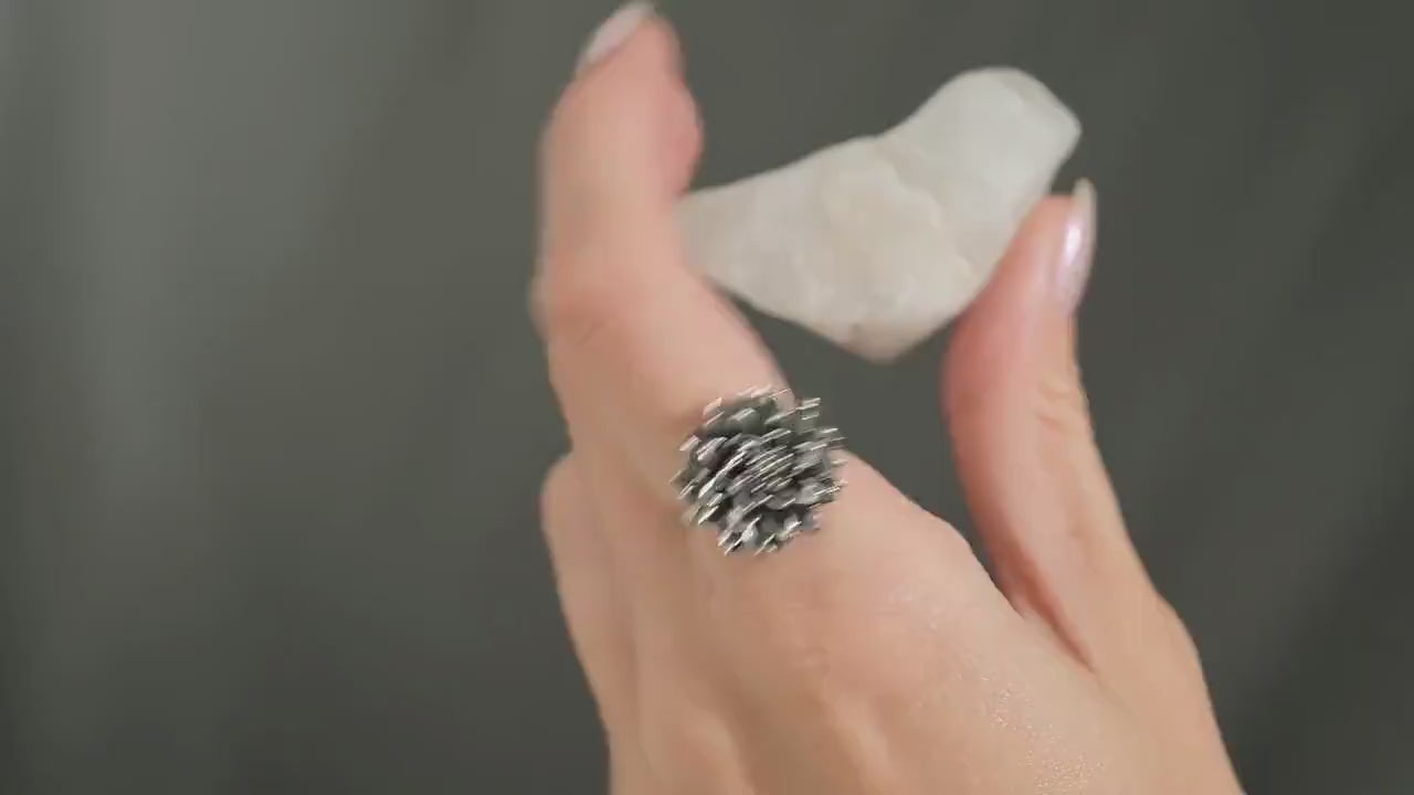 Dahlia Flower Ring in Solid Sterling Silver, Wednesday Addam's favorite flower