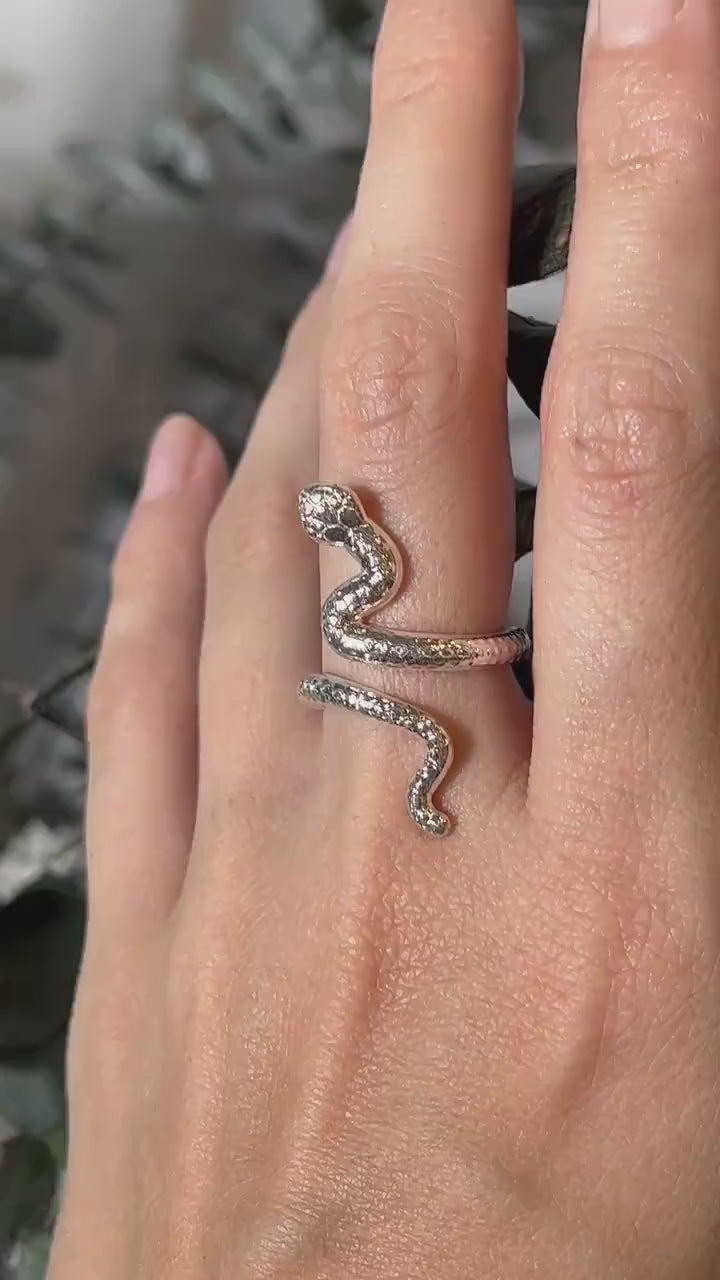 Snake Ring in Solid Silver or 14K Gold Plate