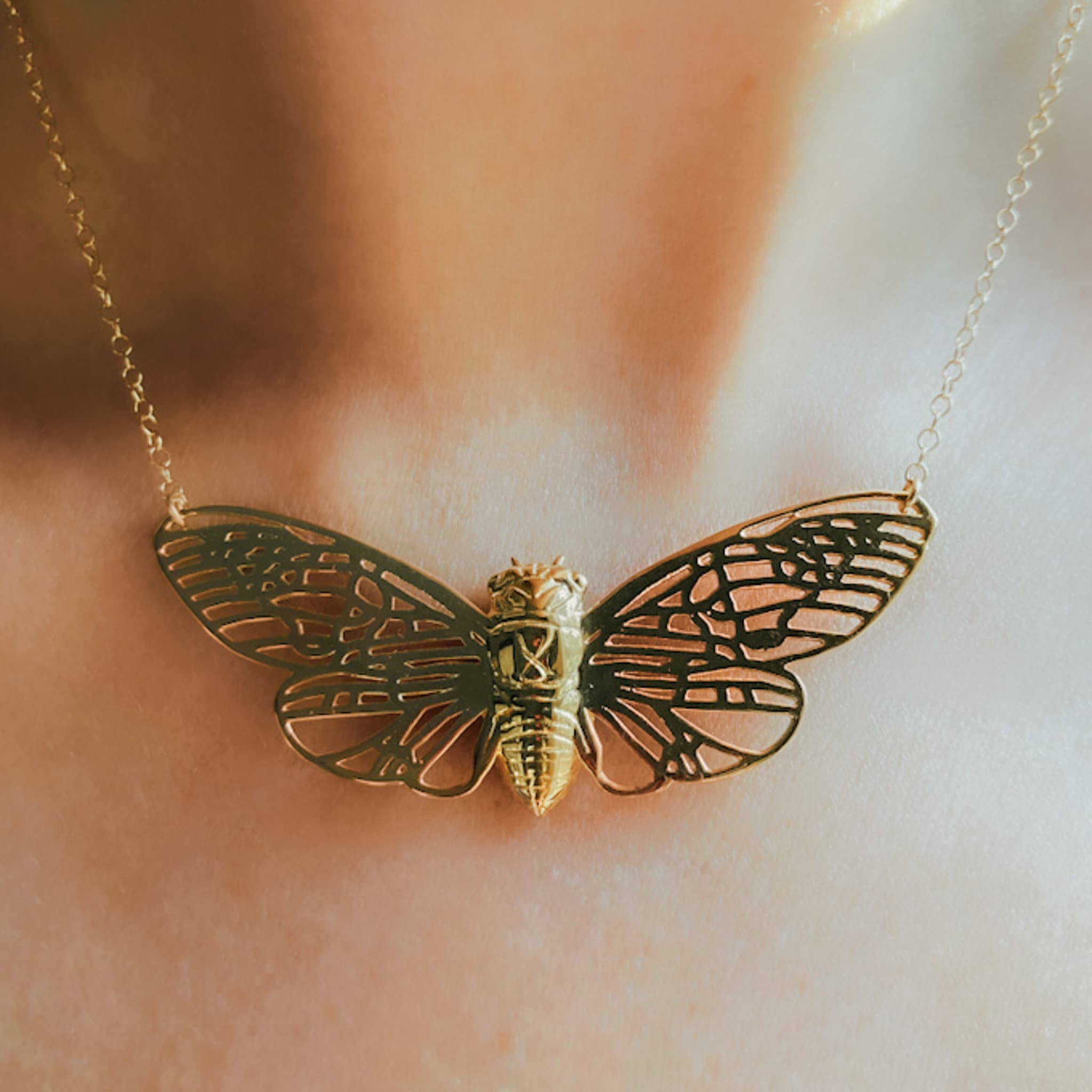 Gold Fly Necklace, Cicada Necklace, Cockroach Necklace, Insect Bug on  Dainty Gold Plated Chain -  Canada