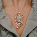 RESERVADO Collar de sirena de plata, perla, turmalina y citrino