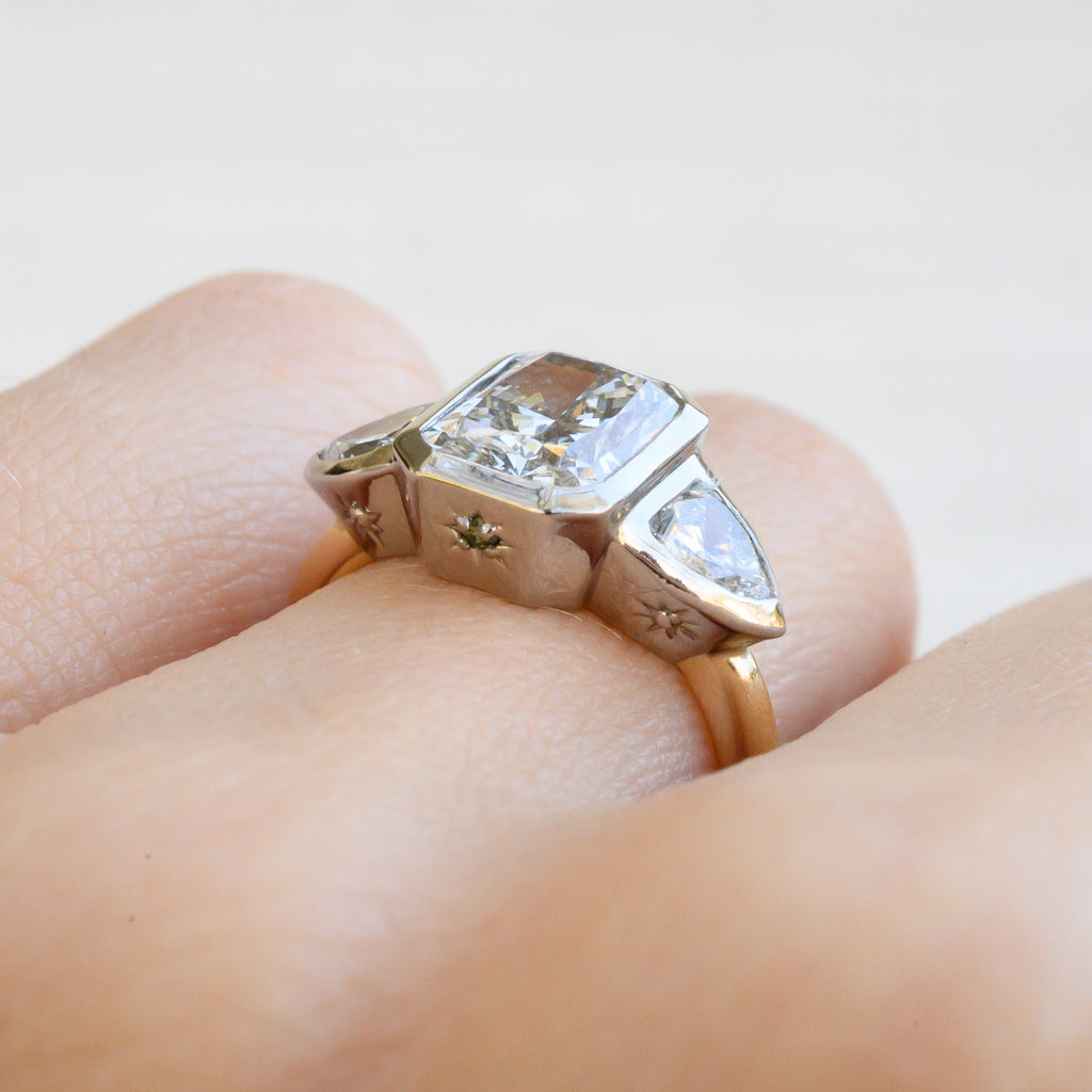 Anillo de compromiso RESERVADO de 14 quilates y platino de 4 ct