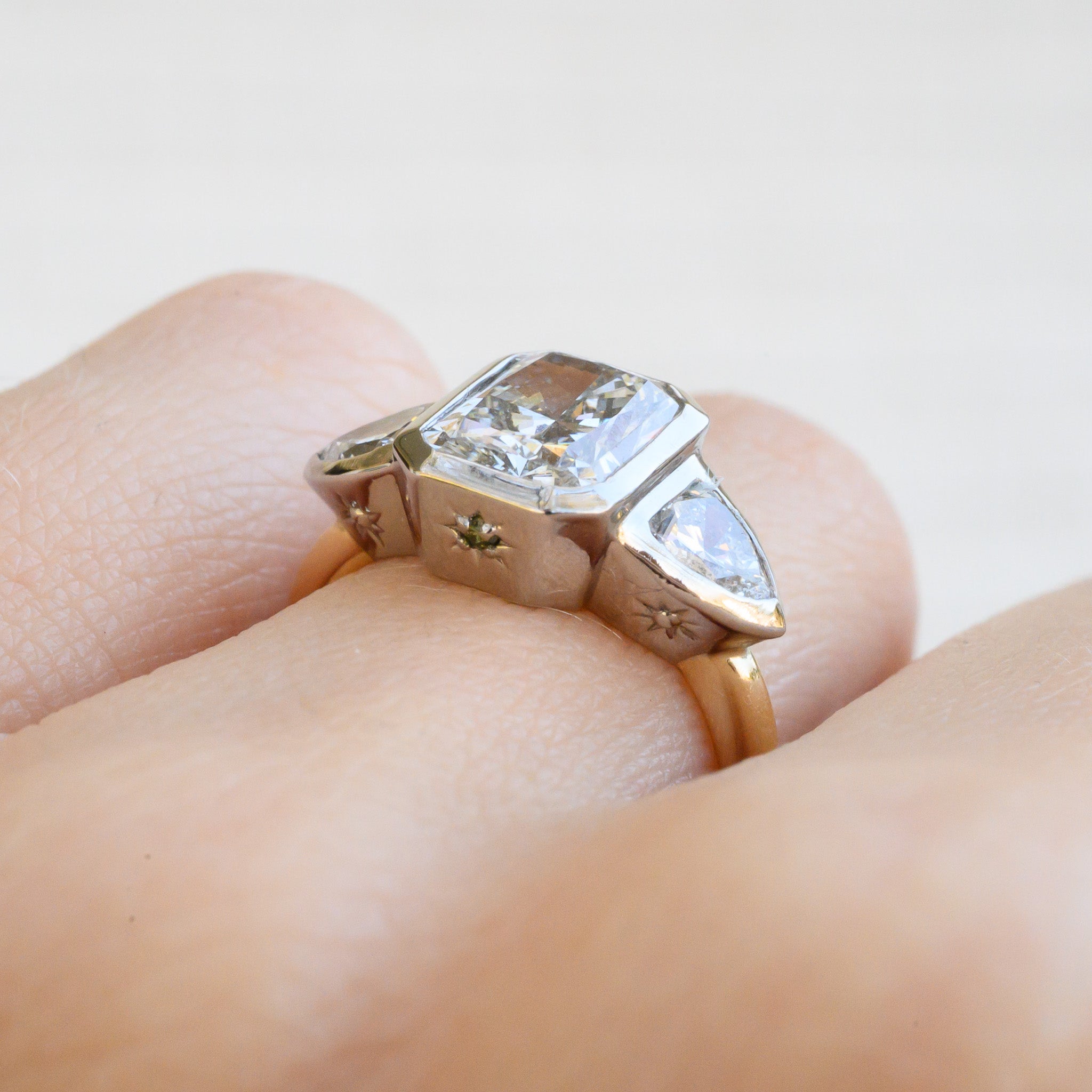 Anillo de compromiso RESERVADO de 14 quilates y platino de 4 ct