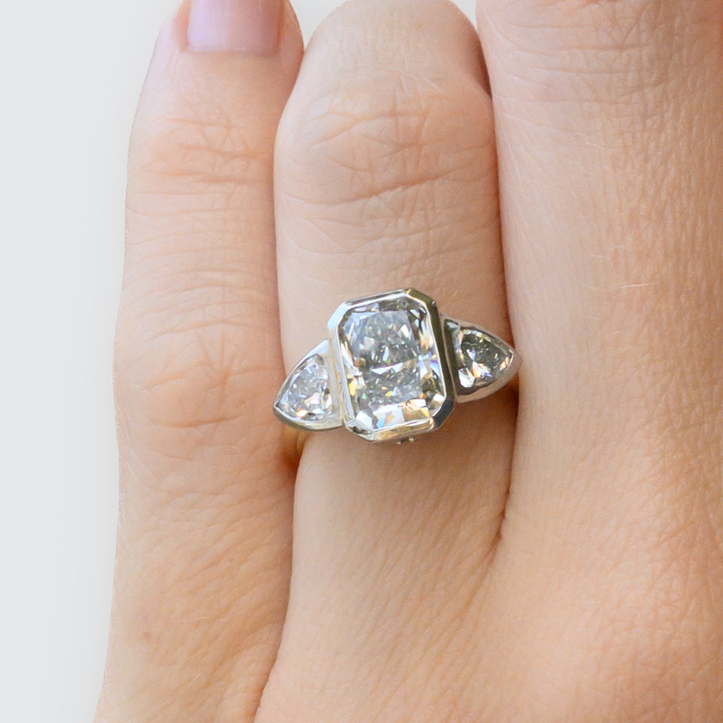 Anillo de compromiso RESERVADO de 14 quilates y platino de 4 ct