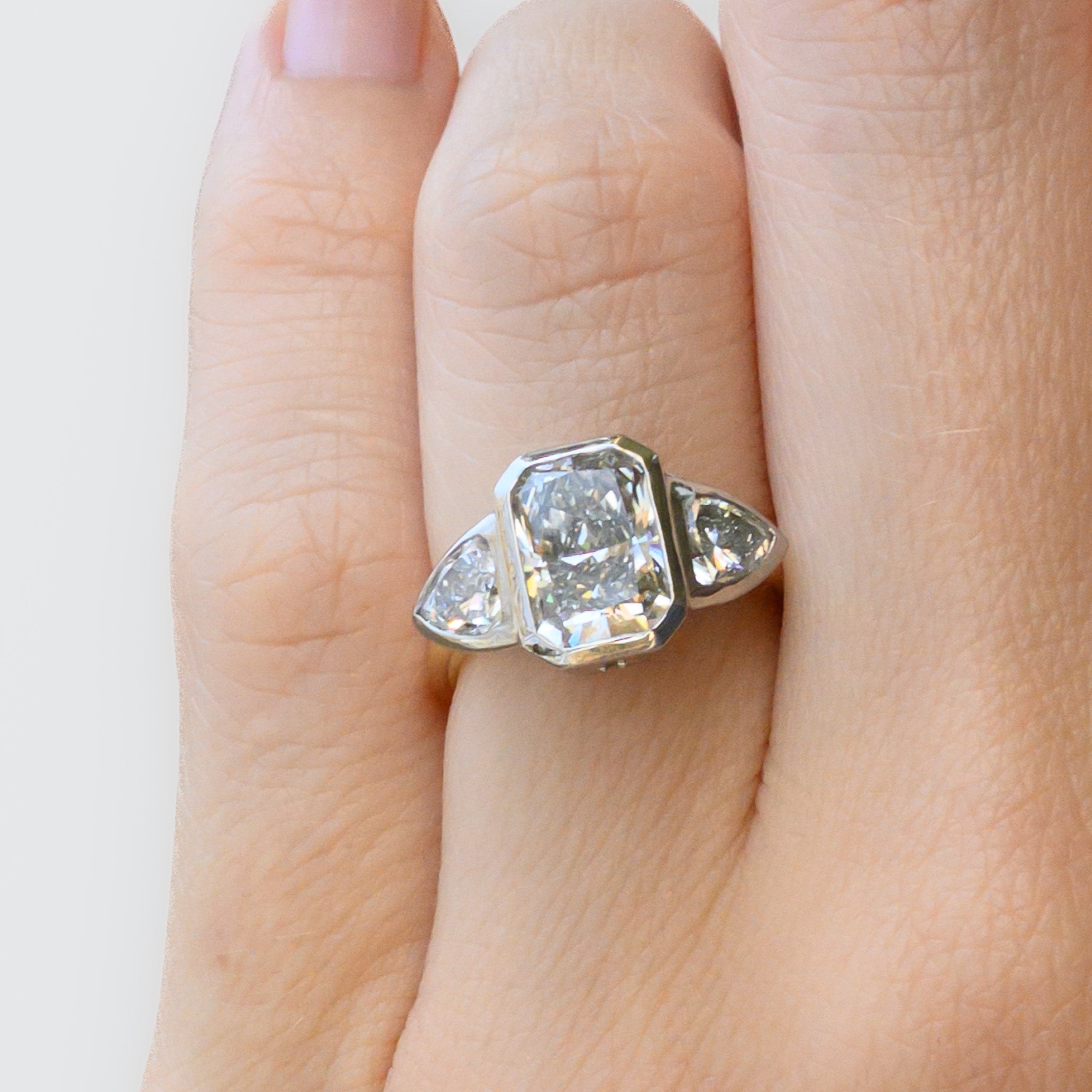 Anillo de compromiso RESERVADO de 14 quilates y platino de 4 ct
