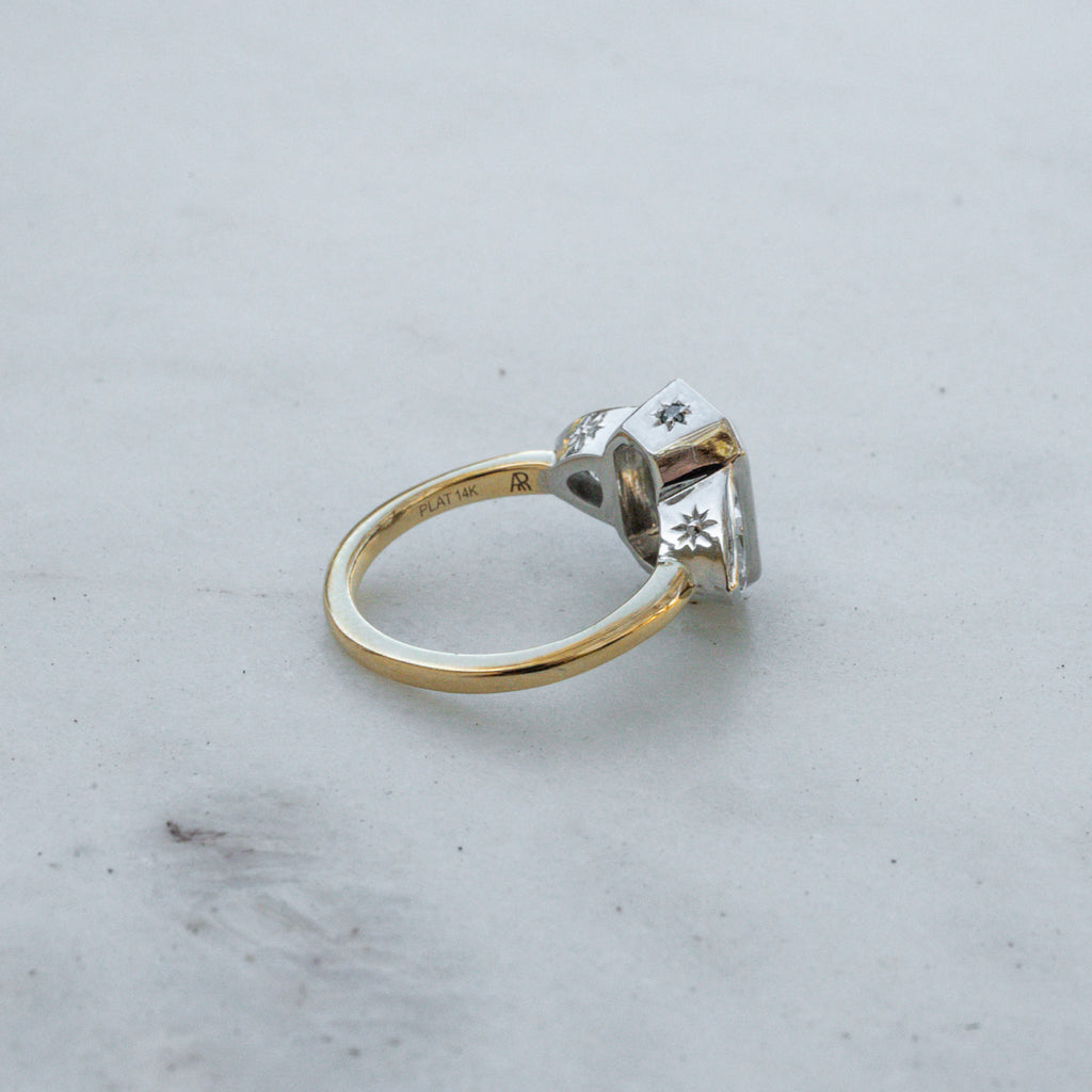 Anillo de compromiso RESERVADO de 14 quilates y platino de 4 ct