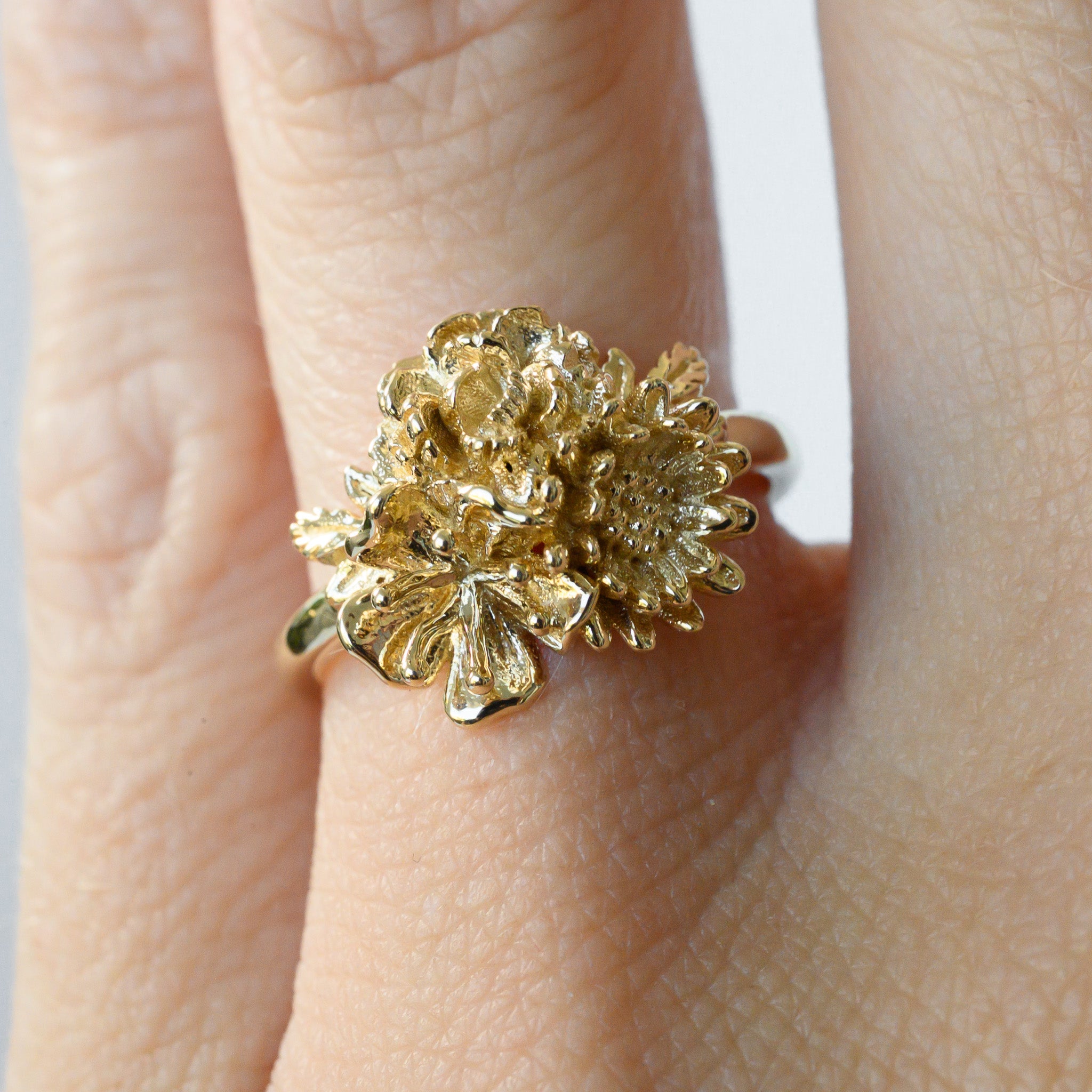 RESERVADO Anillo Flor Oro Amarillo 14K