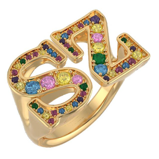 RESERVED- 10K Gold and CZ and lab gemstone SZ ring