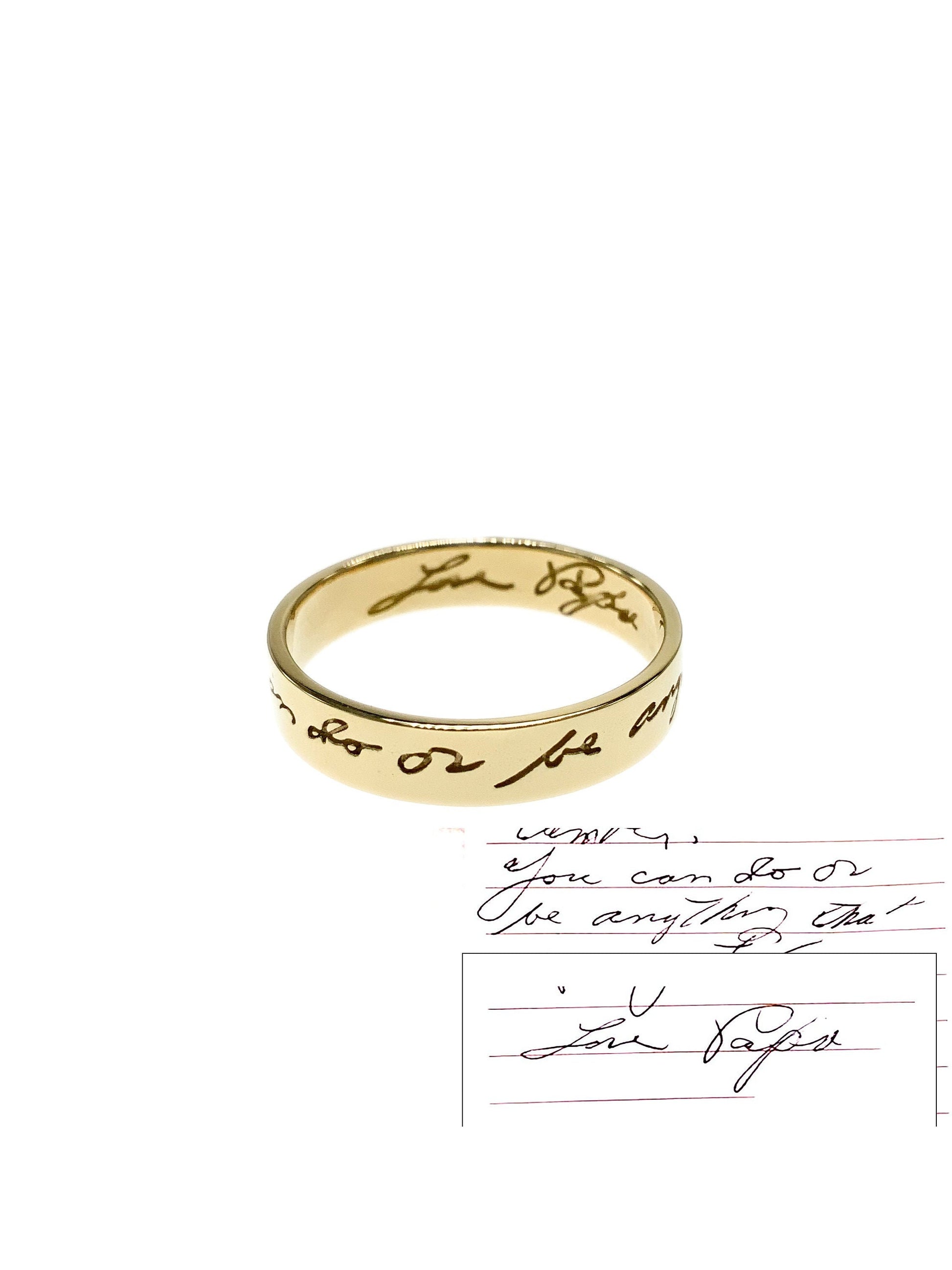 Bespoke Handwriting Ring in Solid 14k Gold or Silver, Actual Handwriting Band Ring, Eternity Ring, Wedding Band, Memorial Ring
