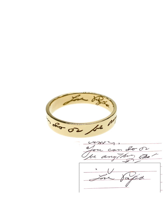 Bespoke Handwriting Ring in Solid 14k Gold or Silver, Actual Handwriting Band Ring, Eternity Ring, Wedding Band, Memorial Ring