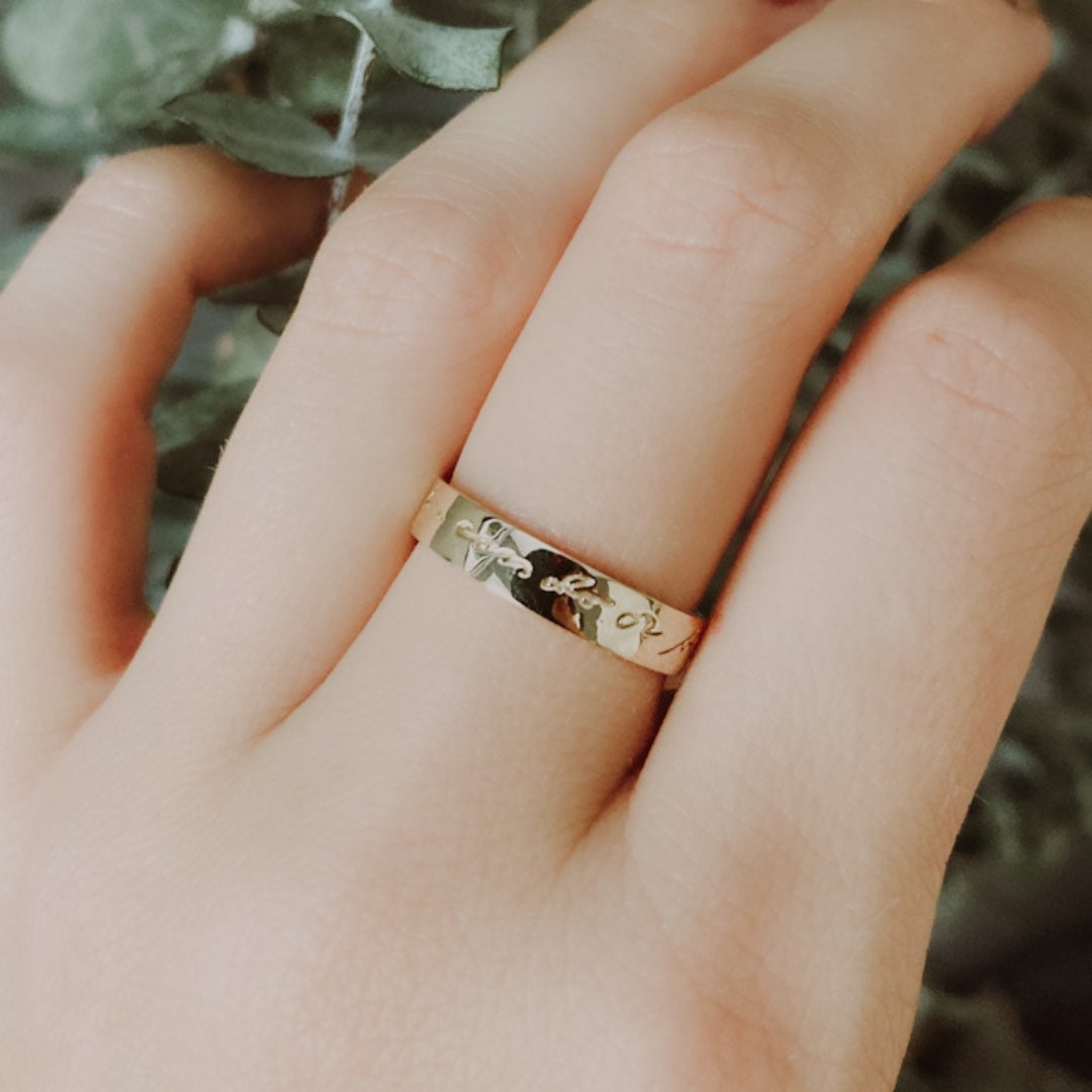 Bespoke Handwriting Ring in Solid 14k Gold or Silver, Actual Handwriting Band Ring, Eternity Ring, Wedding Band, Memorial Ring
