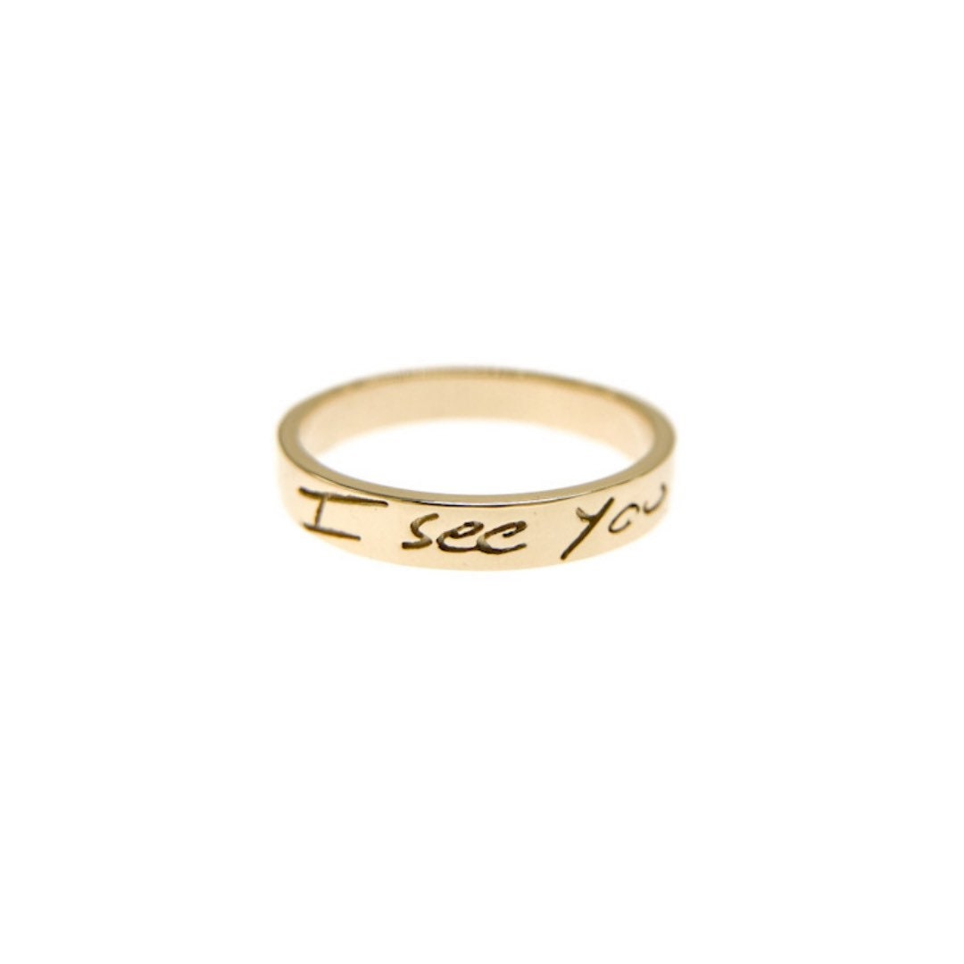 Bespoke Handwriting Ring in Solid 14k Gold or Silver, Actual Handwriting Band Ring, Eternity Ring, Wedding Band, Memorial Ring