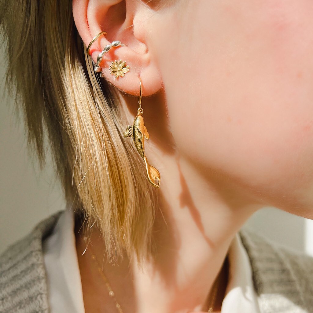 Koi Fish Earrings: Sterling Silver or Gold Plated