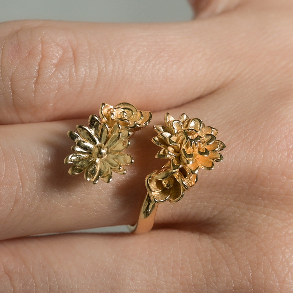 Peony Floral Bouquet Ring