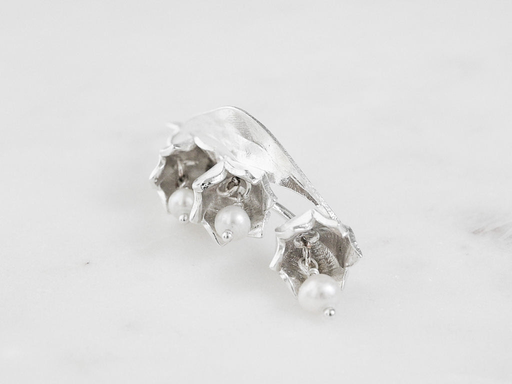 Lily of the Valley Earrings with Fresh Water Pearls