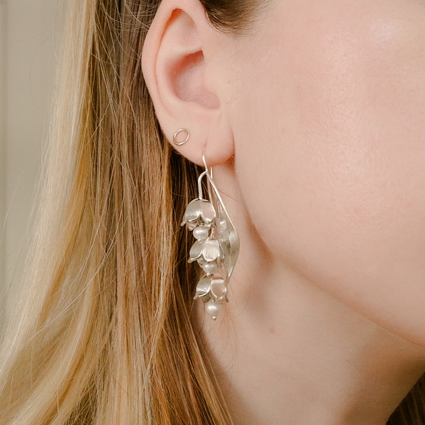 Lily of the Valley Earrings with Fresh Water Pearls