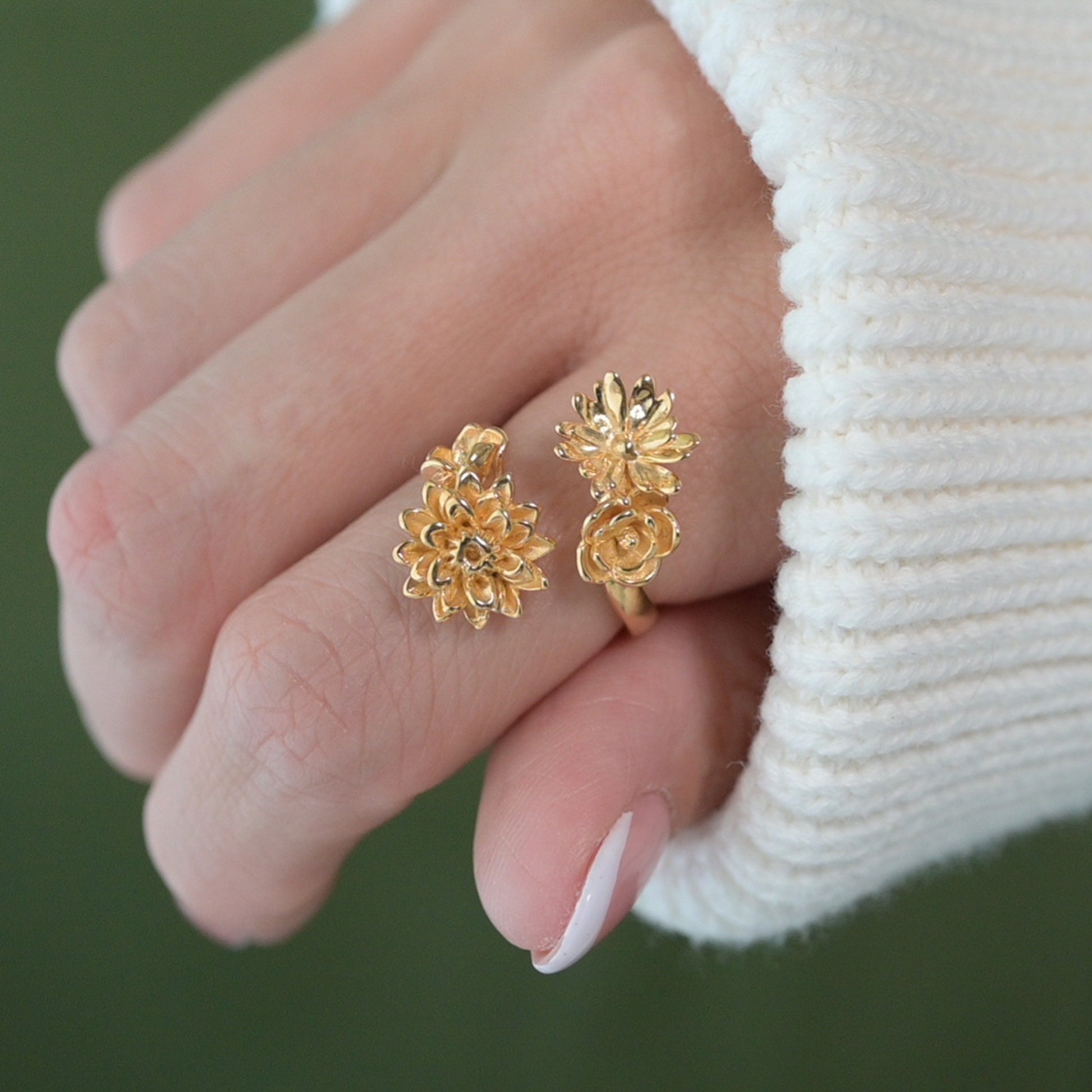 Peony Floral Bouquet Ring