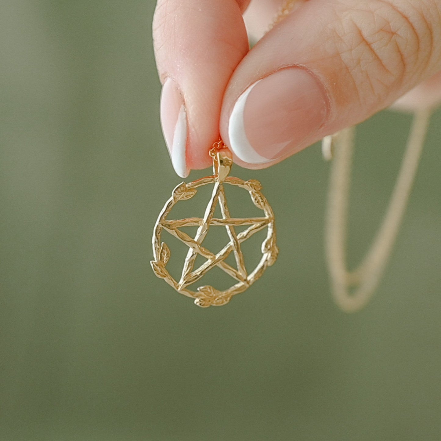 Floral Pentagram Pendant Necklace: Sterling Silver, Gold Vermeil, or Gold Plate