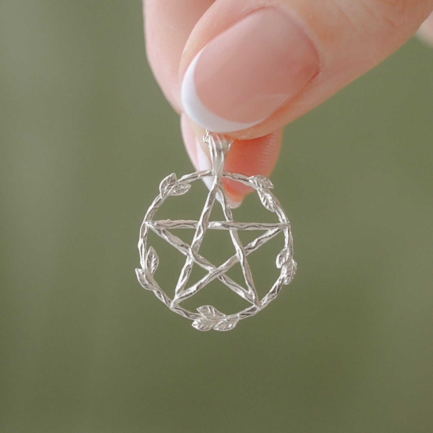 Floral Pentagram Pendant Necklace: Sterling Silver, Gold Vermeil, or Gold Plate