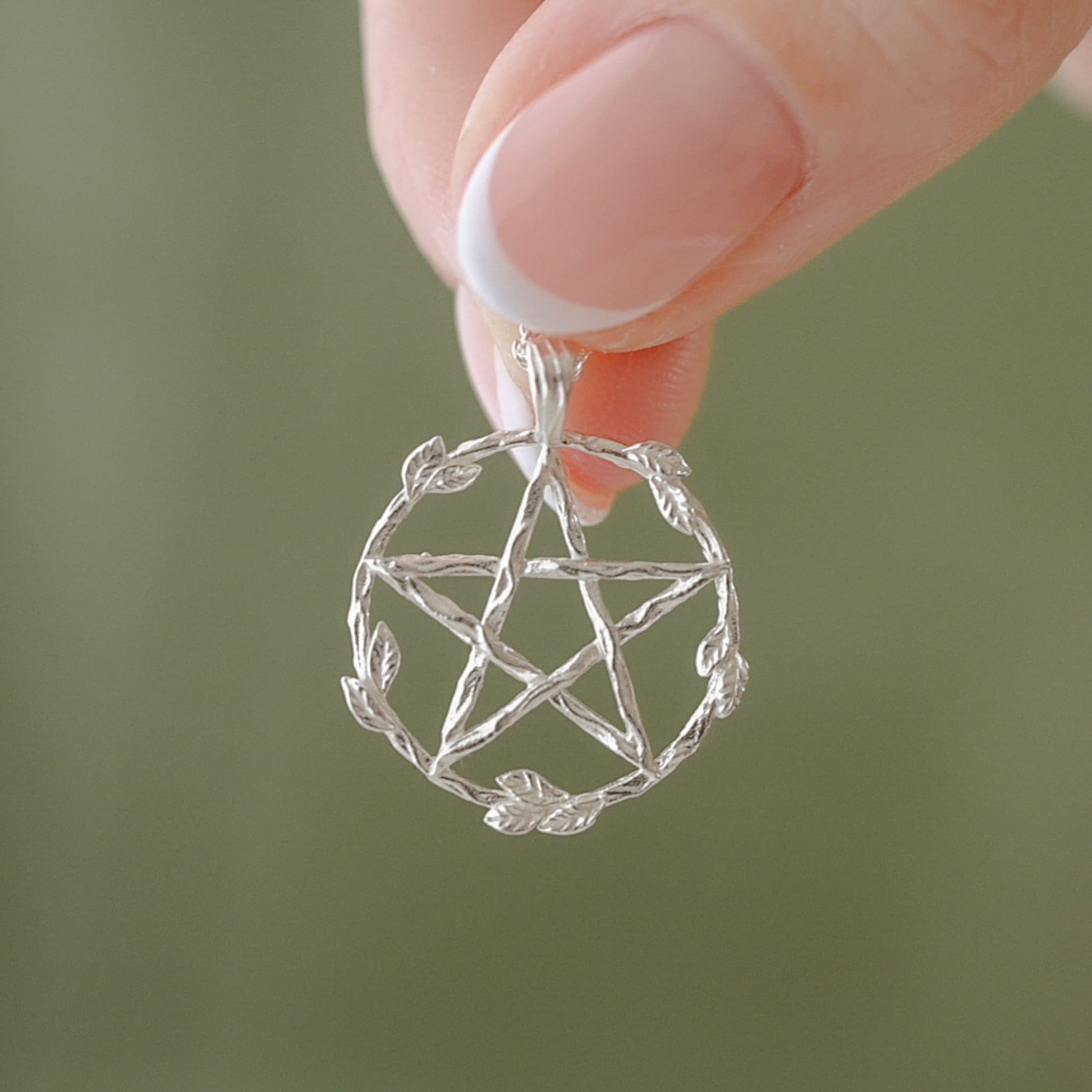 Floral Pentagram Pendant Necklace: Sterling Silver, Gold Vermeil, or Gold Plate