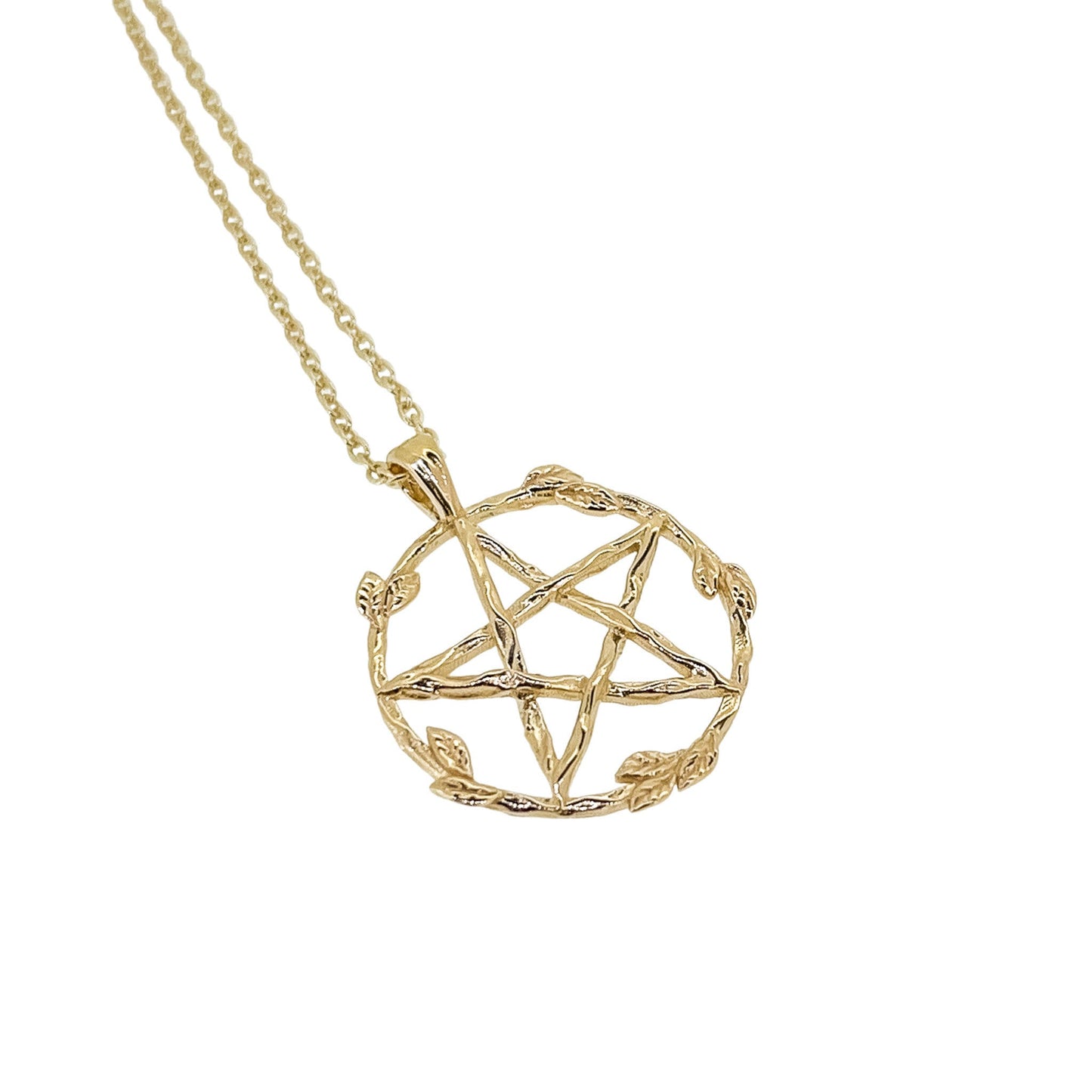 Floral Pentagram Pendant Necklace: Sterling Silver, Gold Vermeil, or Gold Plate