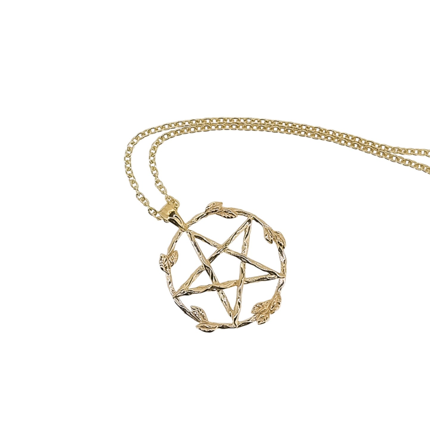 Floral Pentagram Pendant Necklace: Sterling Silver, Gold Vermeil, or Gold Plate