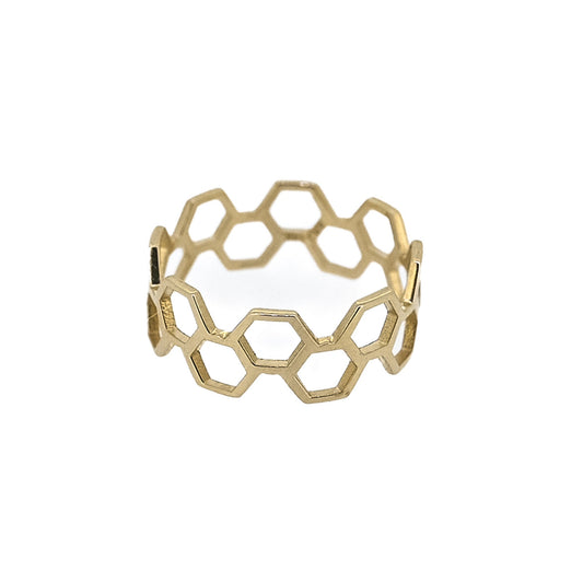 Honey Comb Hexagon Ring