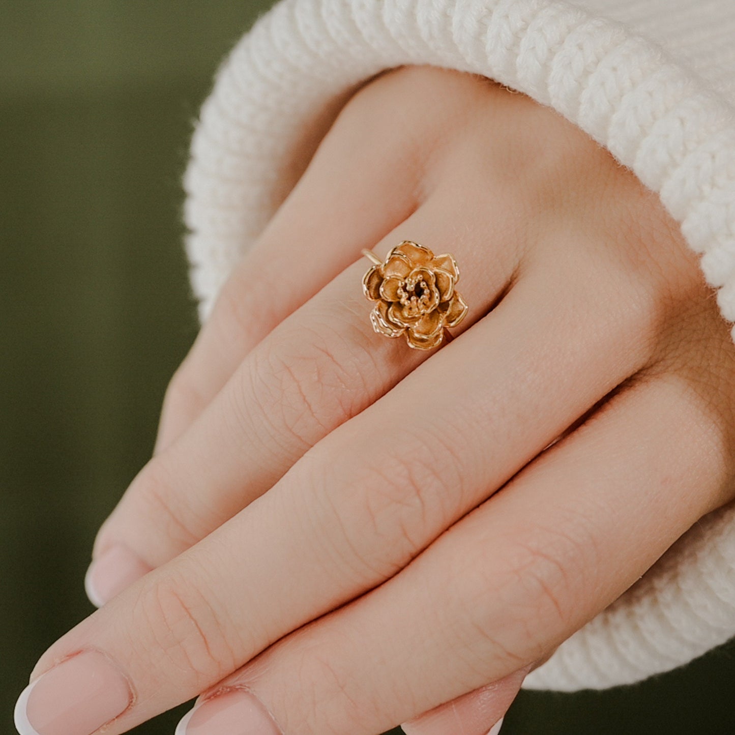 Cactus Bloom Ring in 14K Gold Plate, size