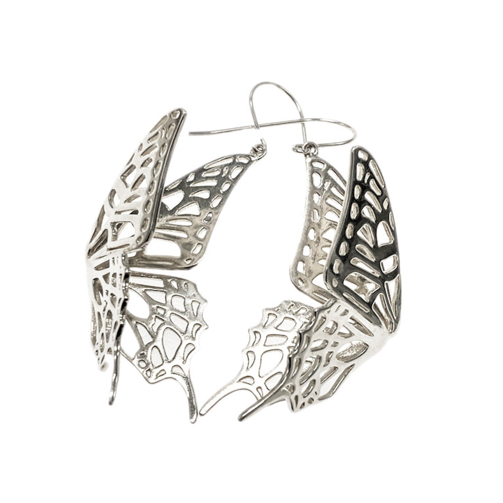 3D Printed Swallowtail Butterfly Earrings: Gold Plated, Golden Brass, or Solid Silver