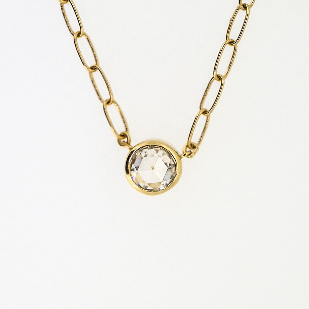 Rose Cut Moissanite Solitaire Necklace