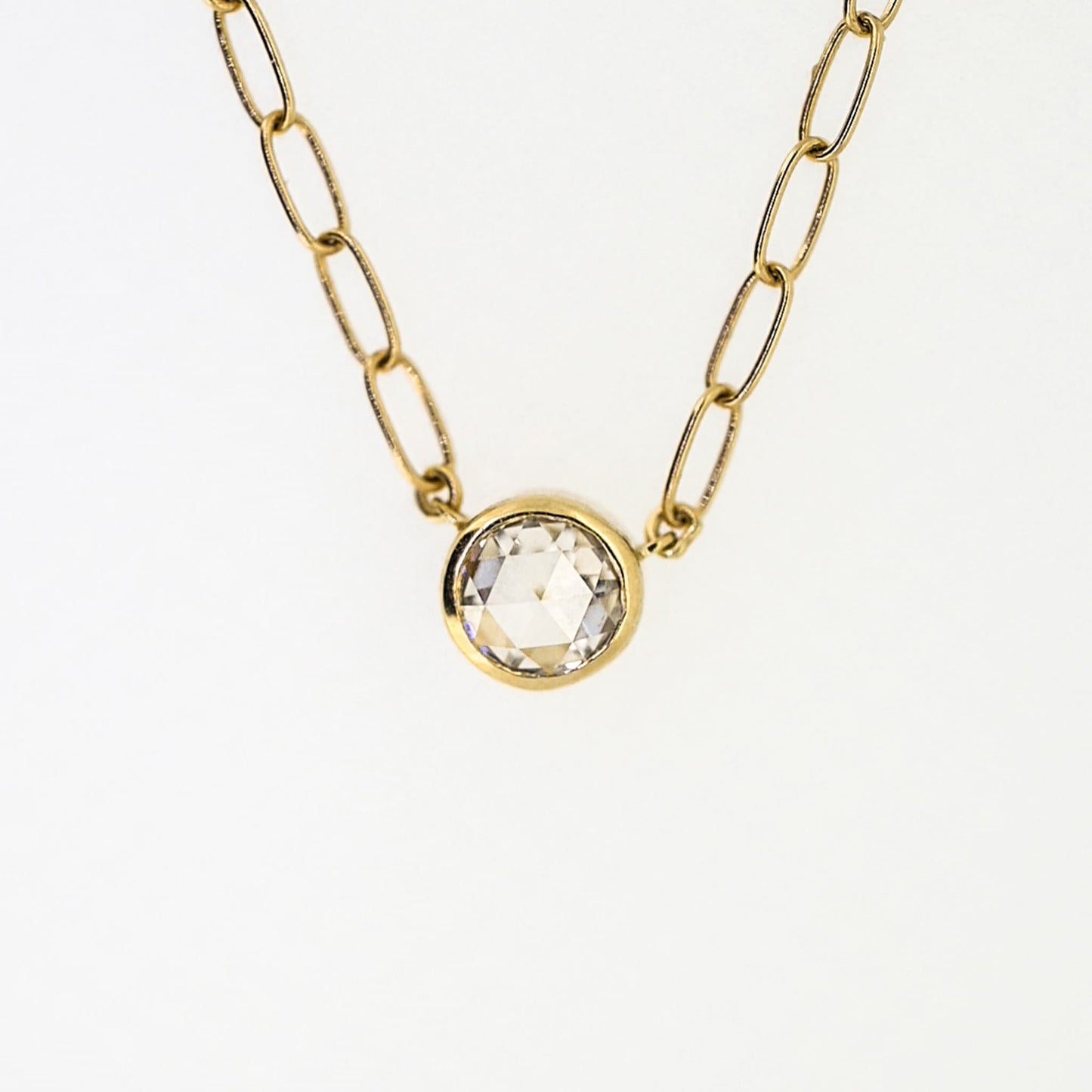 Rose Cut Moissanite Solitaire Necklace