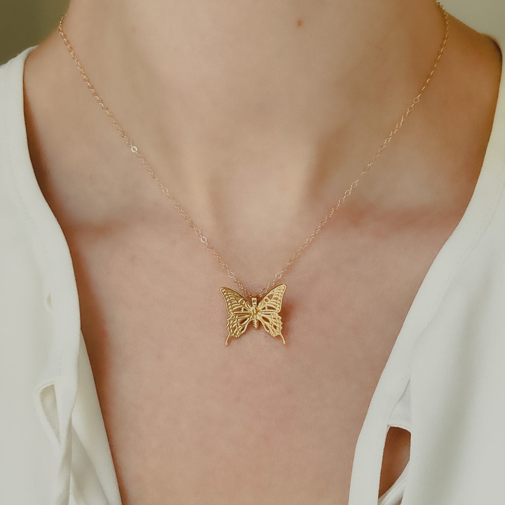 Swallowtail Butterfly Pendant Only: 14k Gold or Sterling Silver
