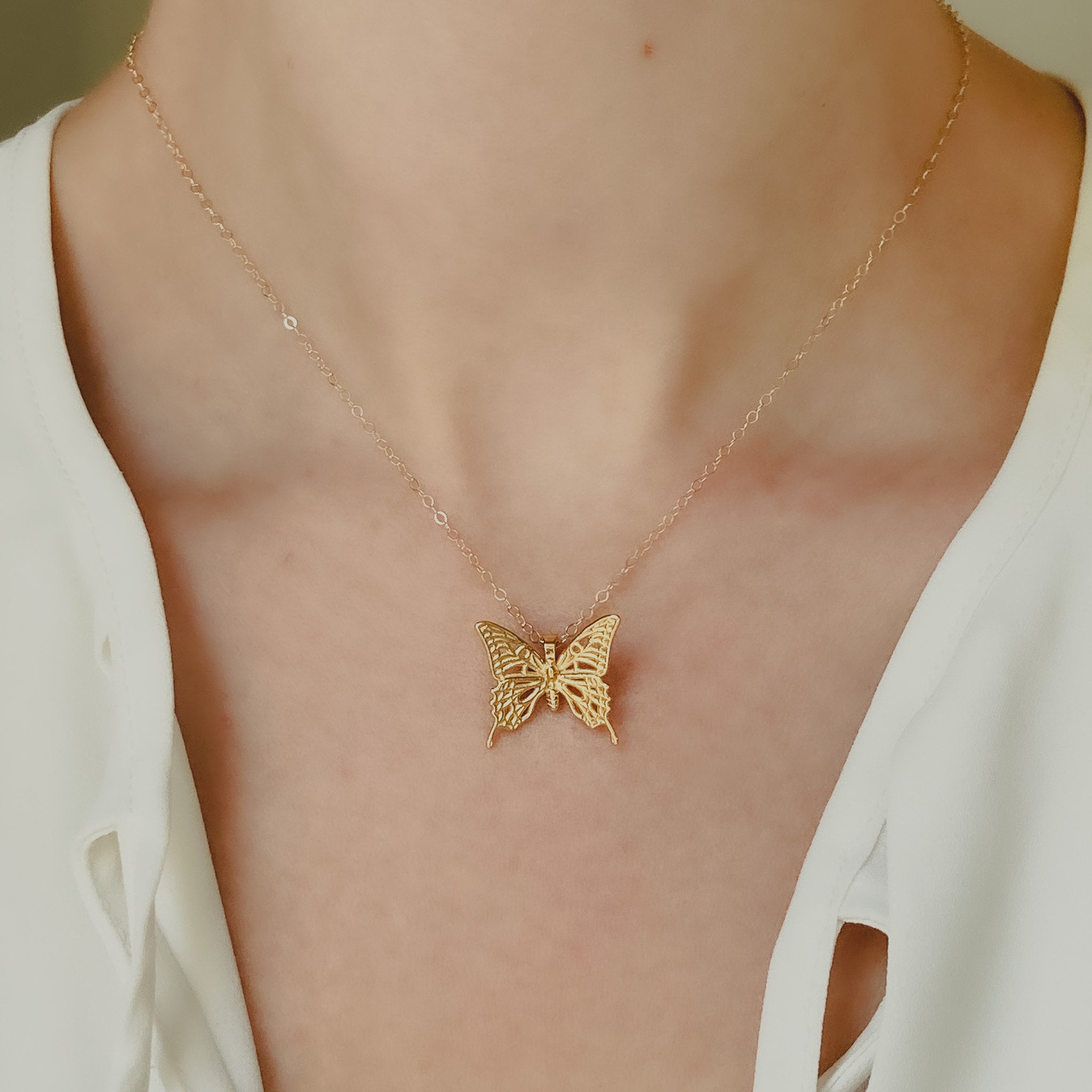 Swallowtail Butterfly Pendant Only: 14k Gold or Sterling Silver