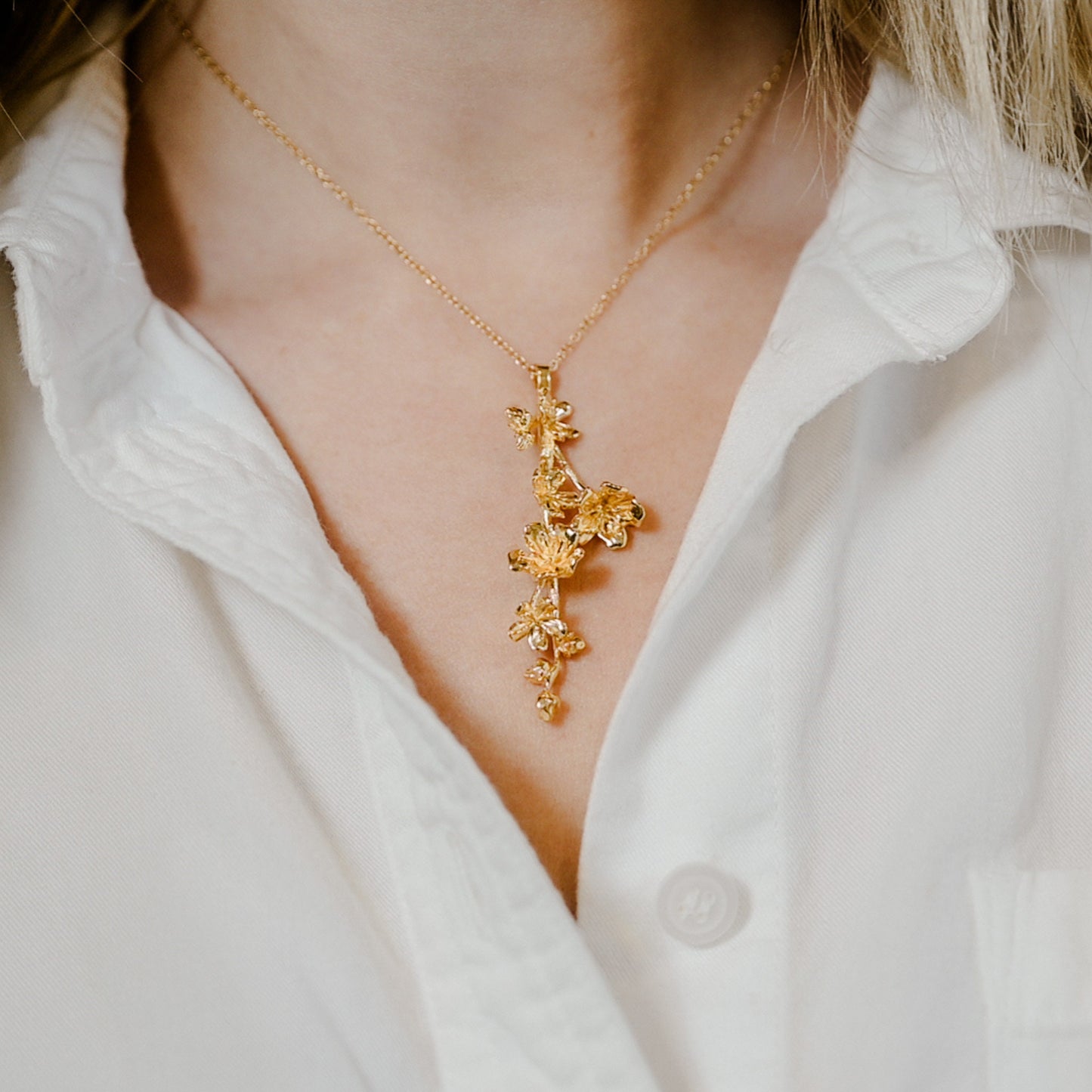 Cherry Blossom Pendant Only: 14k Gold, Sterling Silver, Vermeil, 3D Printed