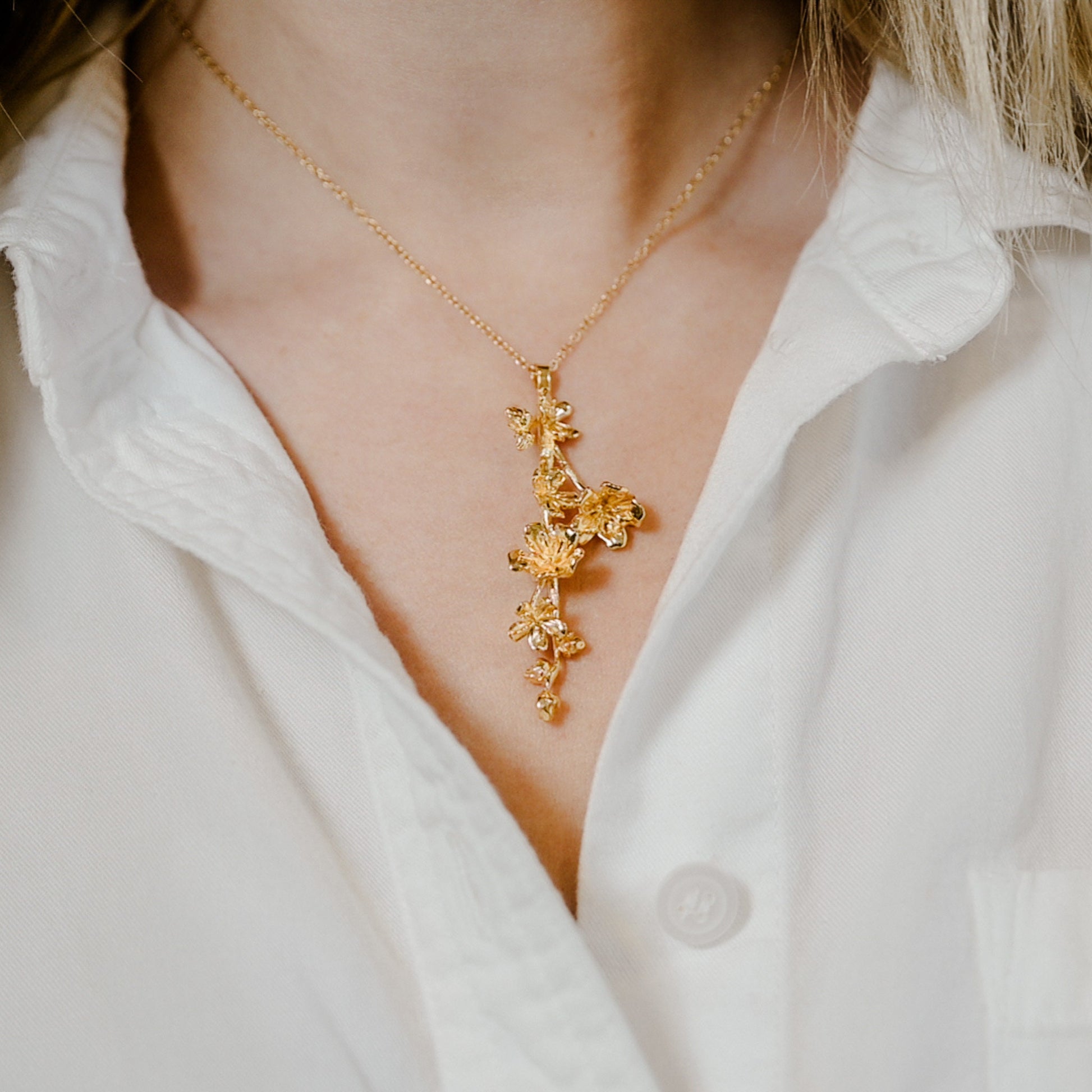 Cherry Blossom Pendant Only: 14k Gold, Sterling Silver, Vermeil, 3D Printed