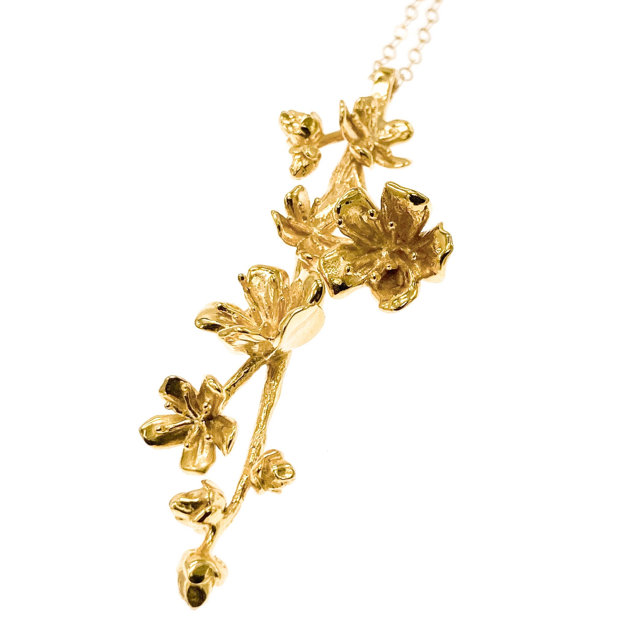 Cherry Blossom Pendant Only: 14k Gold, Sterling Silver, Vermeil, 3D Printed