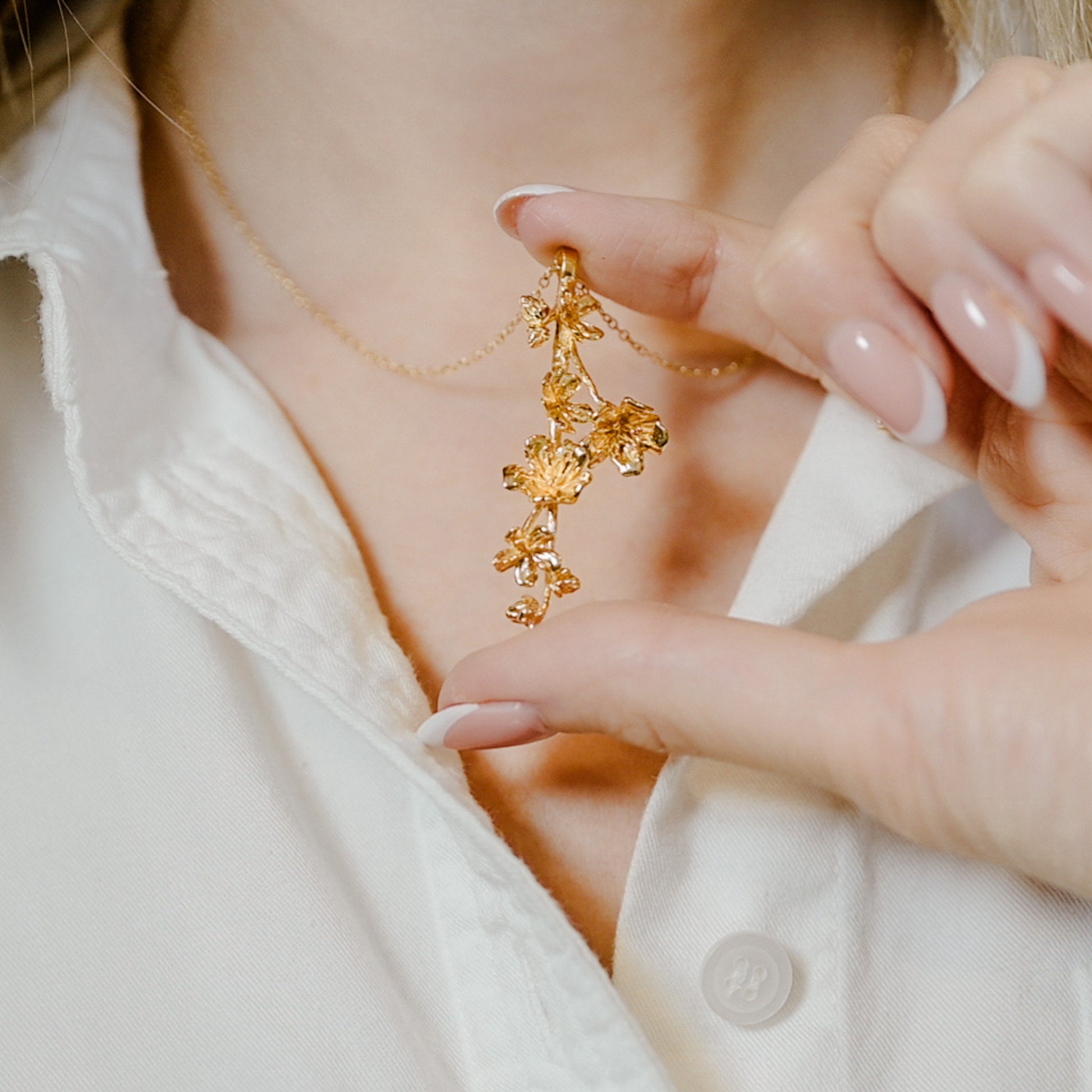 Cherry Blossom Pendant Only: 14k Gold, Sterling Silver, Vermeil, 3D Printed
