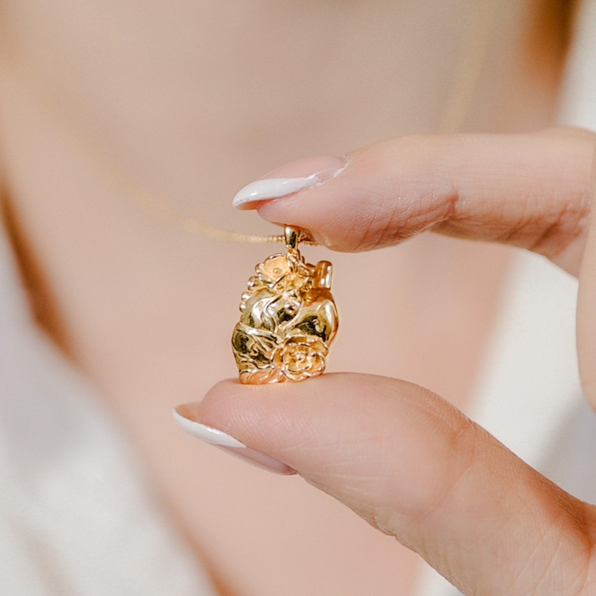 Anatomical Heart and Flower Necklace