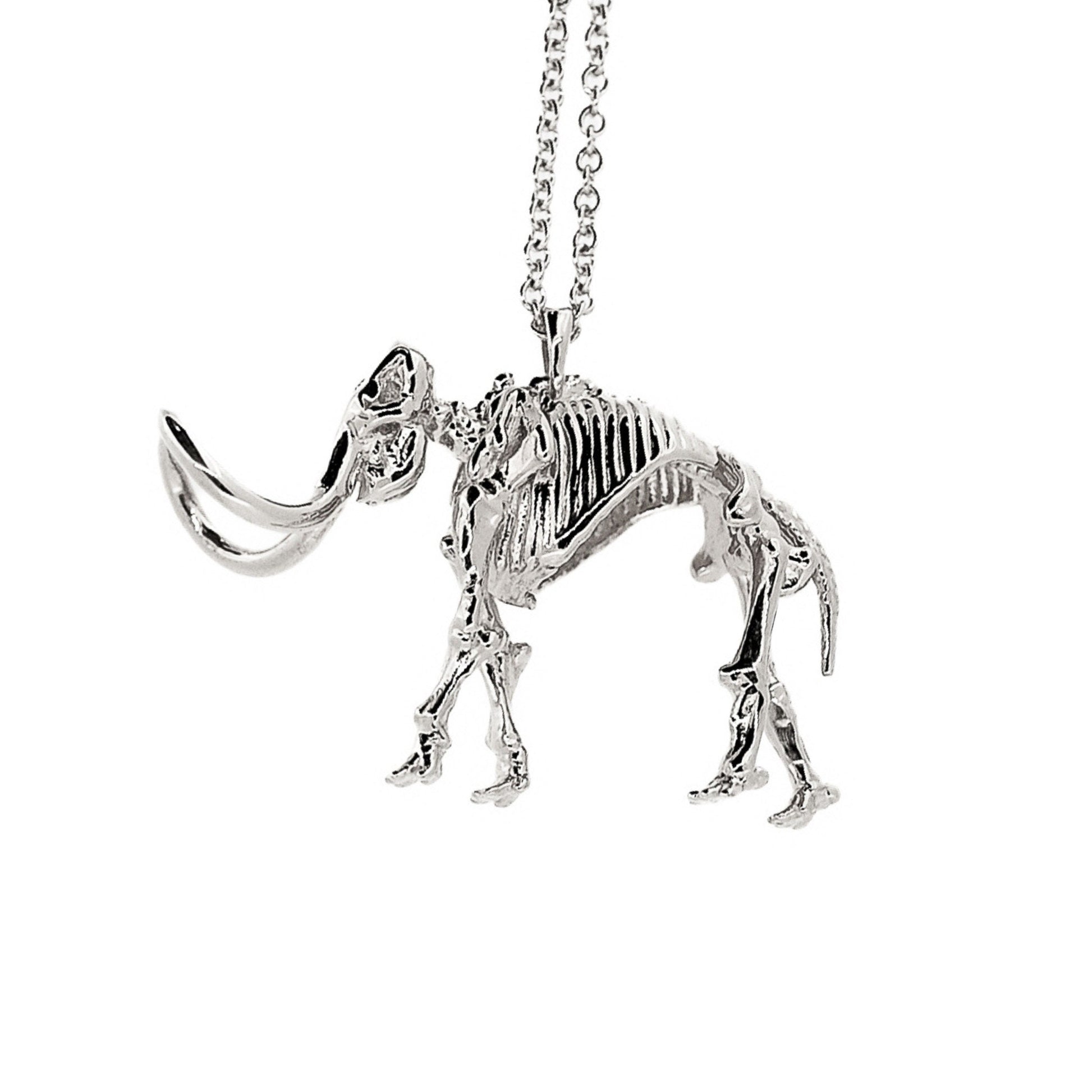 Woolly Mammoth (Mammuthus primigenius) Pendant Necklace in Sterling Silver