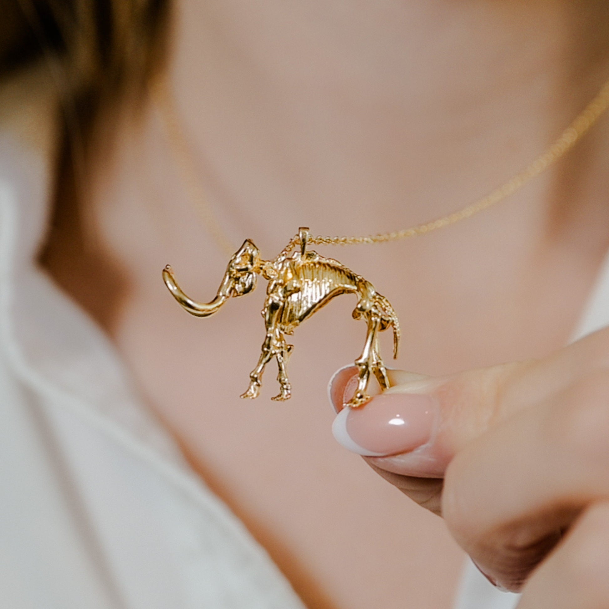 Woolly Mammoth (Mammuthus primigenius) Pendant Necklace in Sterling Silver