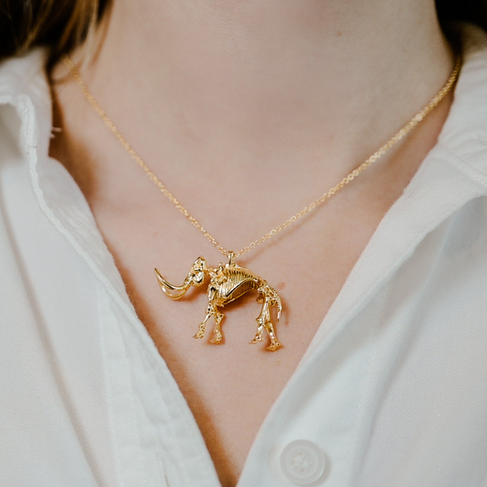 Woolly Mammoth (Mammuthus primigenius) Pendant Necklace in Sterling Silver