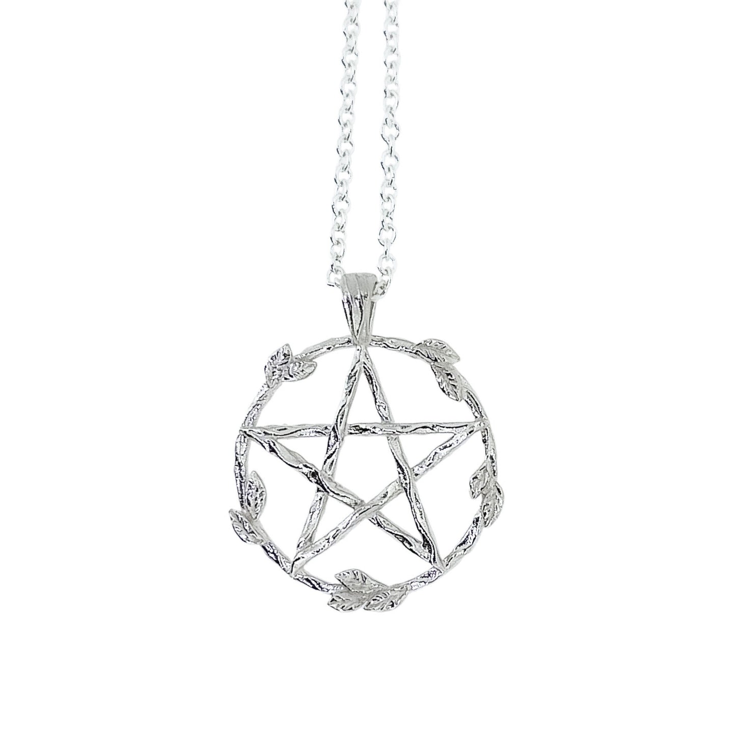 Floral Pentagram Pendant Necklace: Sterling Silver, Gold Vermeil, or Gold Plate
