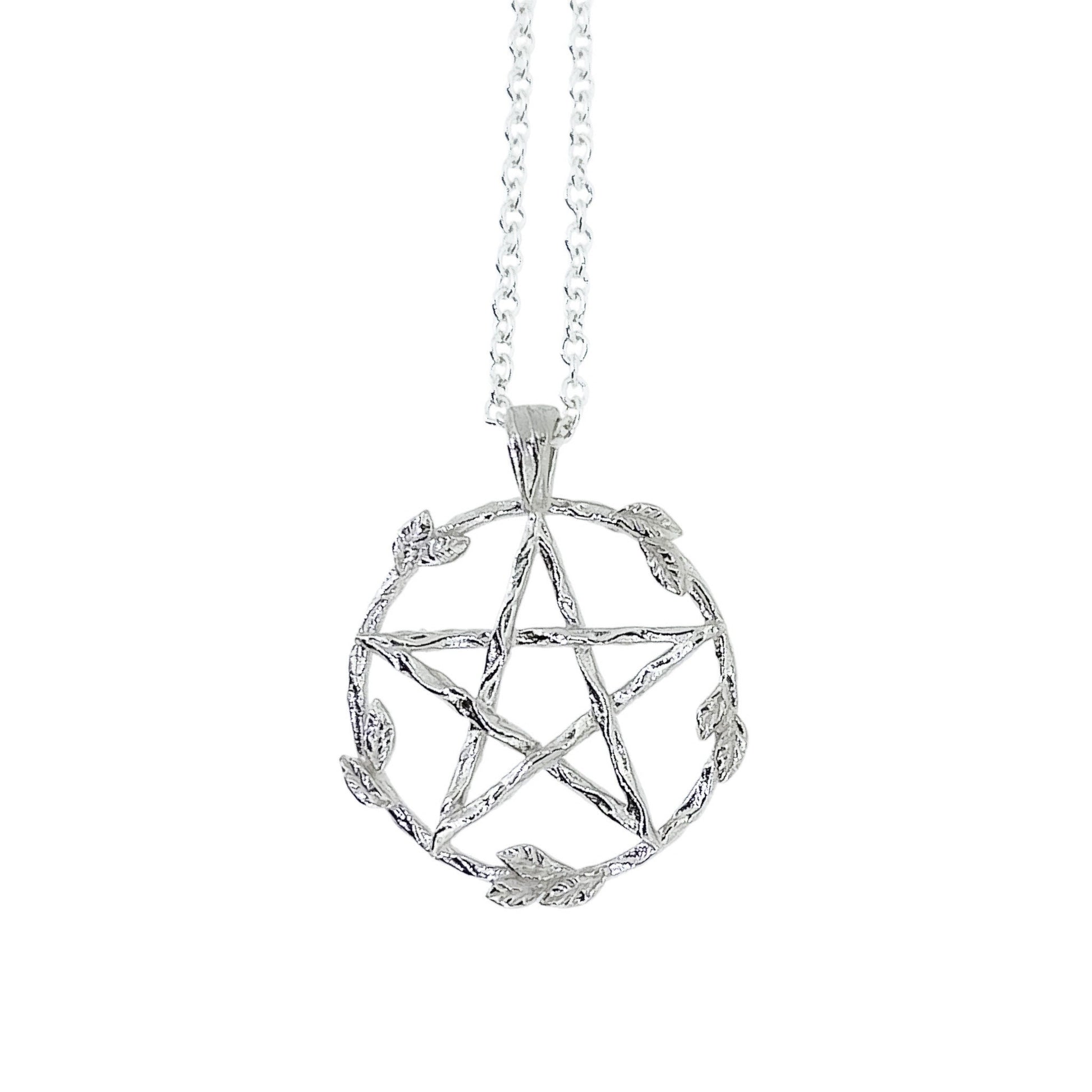 Floral Pentagram Pendant Necklace: Sterling Silver, Gold Vermeil, or Gold Plate