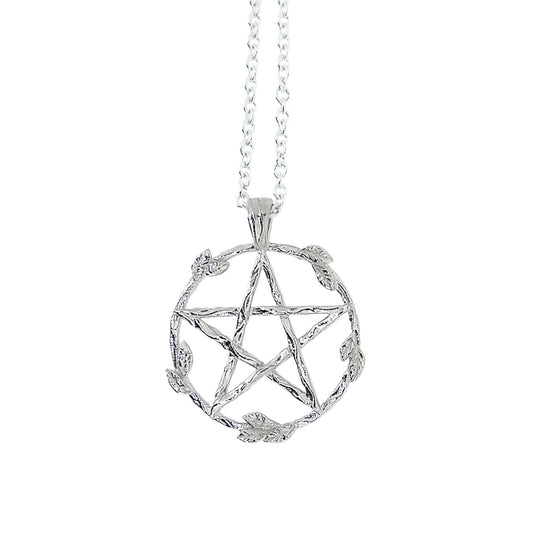 Floral Pentagram Pendant Necklace: Sterling Silver, Gold Vermeil, or Gold Plate