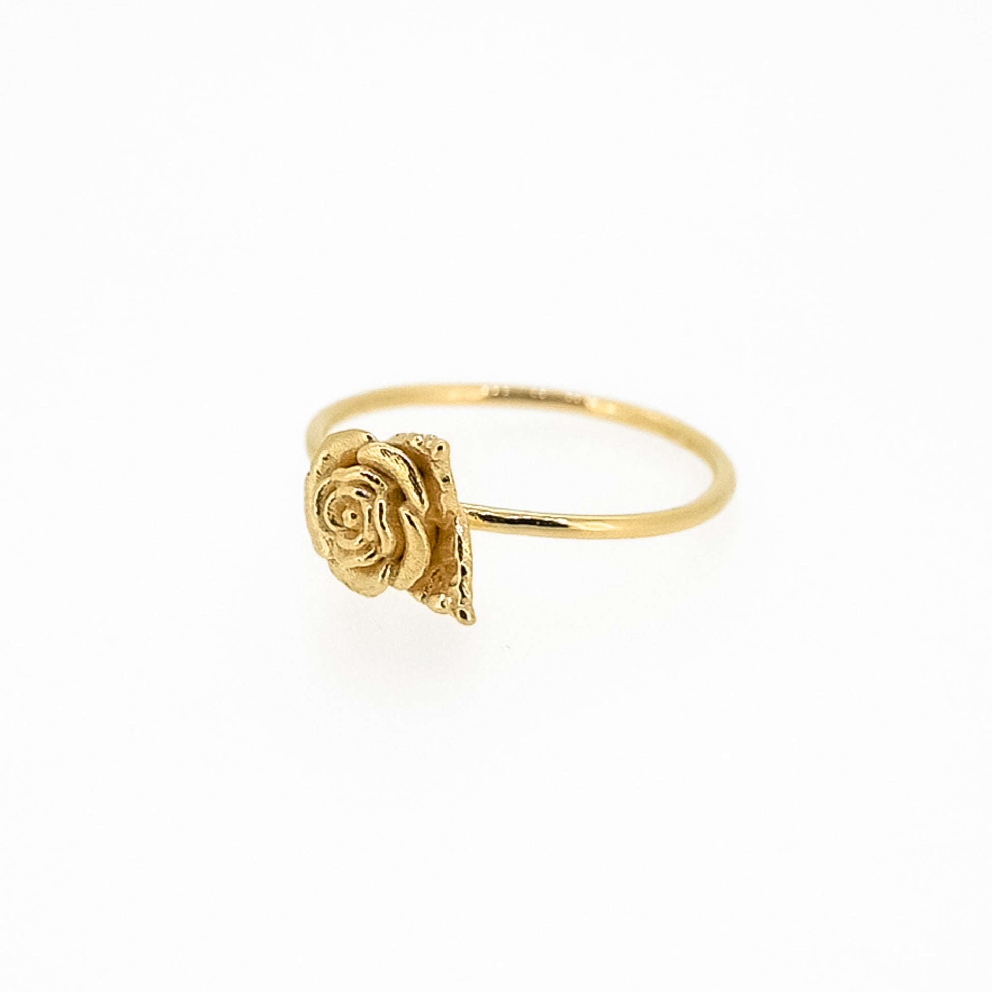 Dainty Rose Flower Ring Sterling Silver or 14k Gold Plate