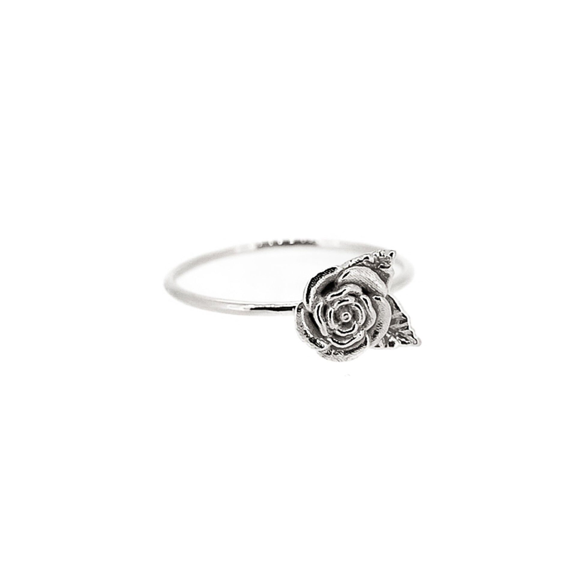 Dainty Rose Flower Ring Sterling Silver or 14k Gold Plate