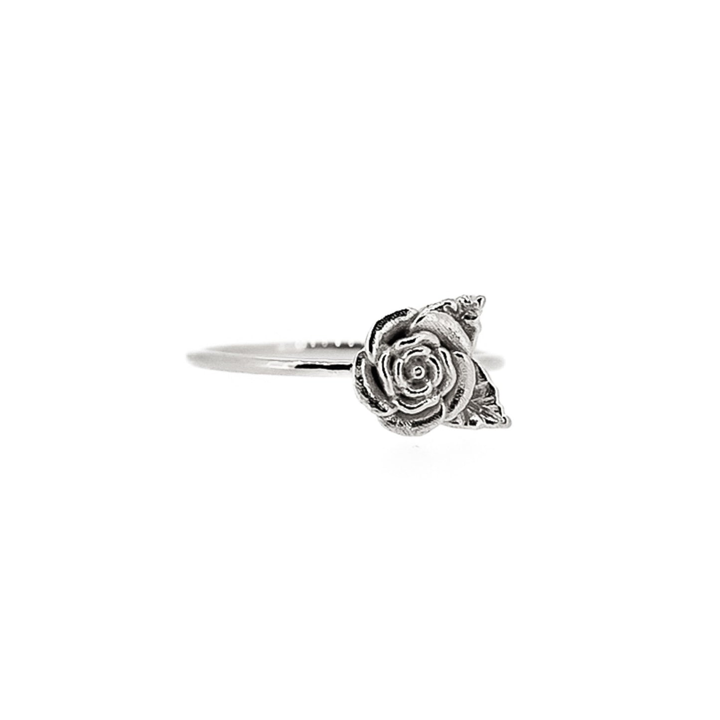 Dainty Rose Flower Ring Sterling Silver or 14k Gold Plate