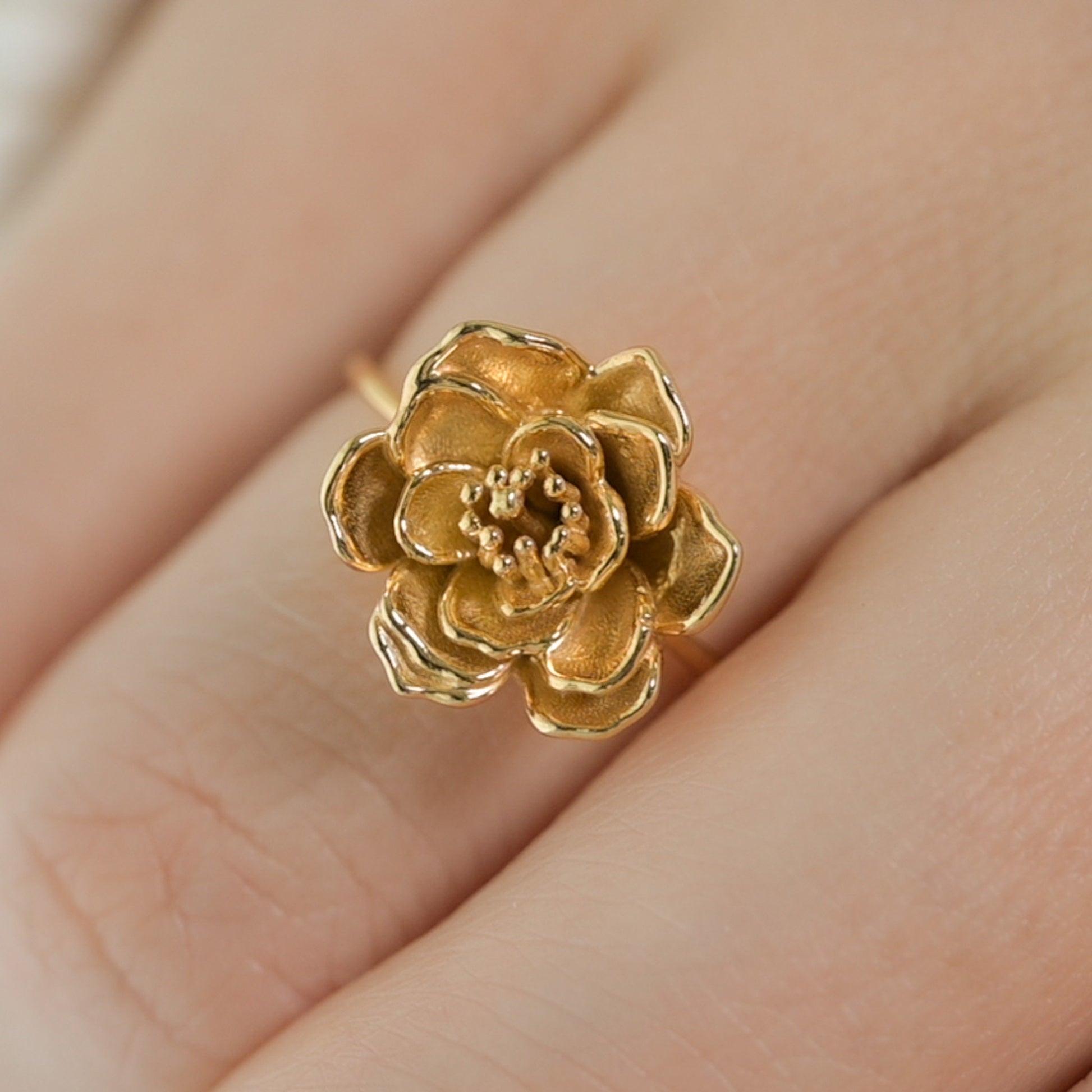 Cactus Bloom Ring in 14K Gold Plate, size