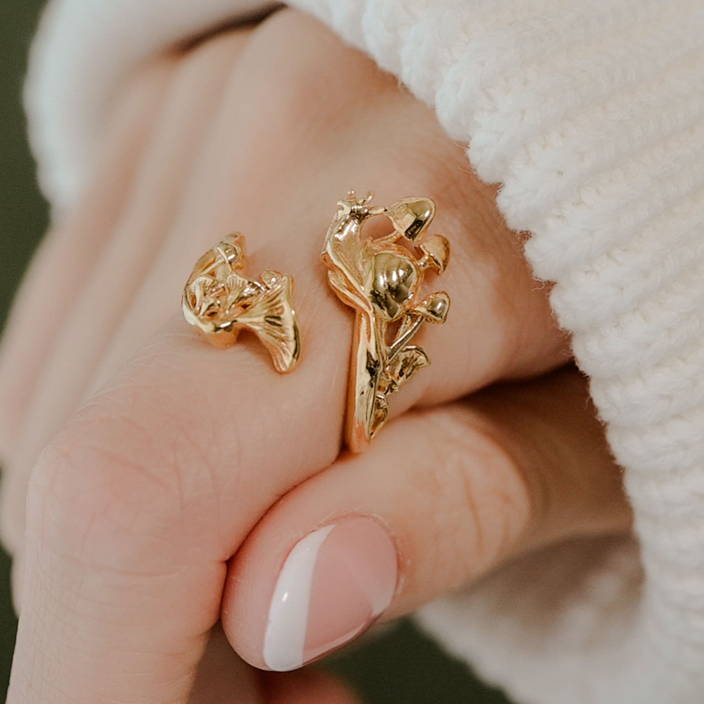 Enchanted Forest Mushroom Ring in Sterling Silver or 14K Gold Plate