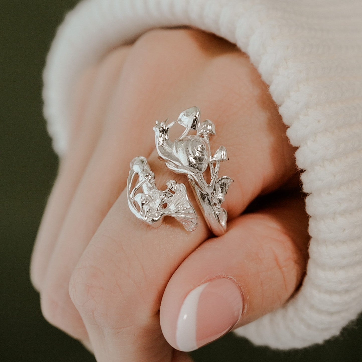 Enchanted Forest Mushroom Ring in Sterling Silver or 14K Gold Plate