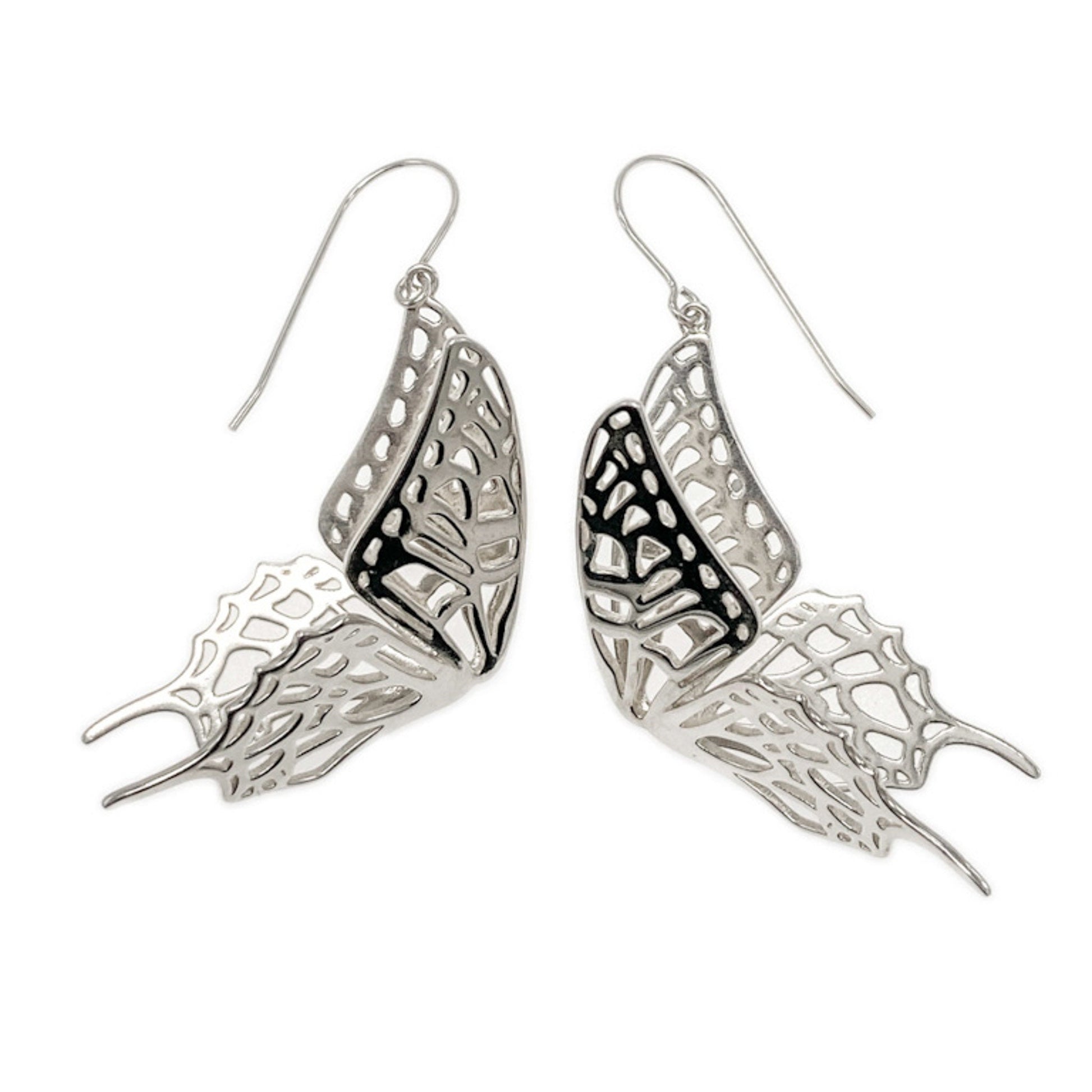 3D Printed Swallowtail Butterfly Earrings: Gold Plated, Golden Brass, or Solid Silver